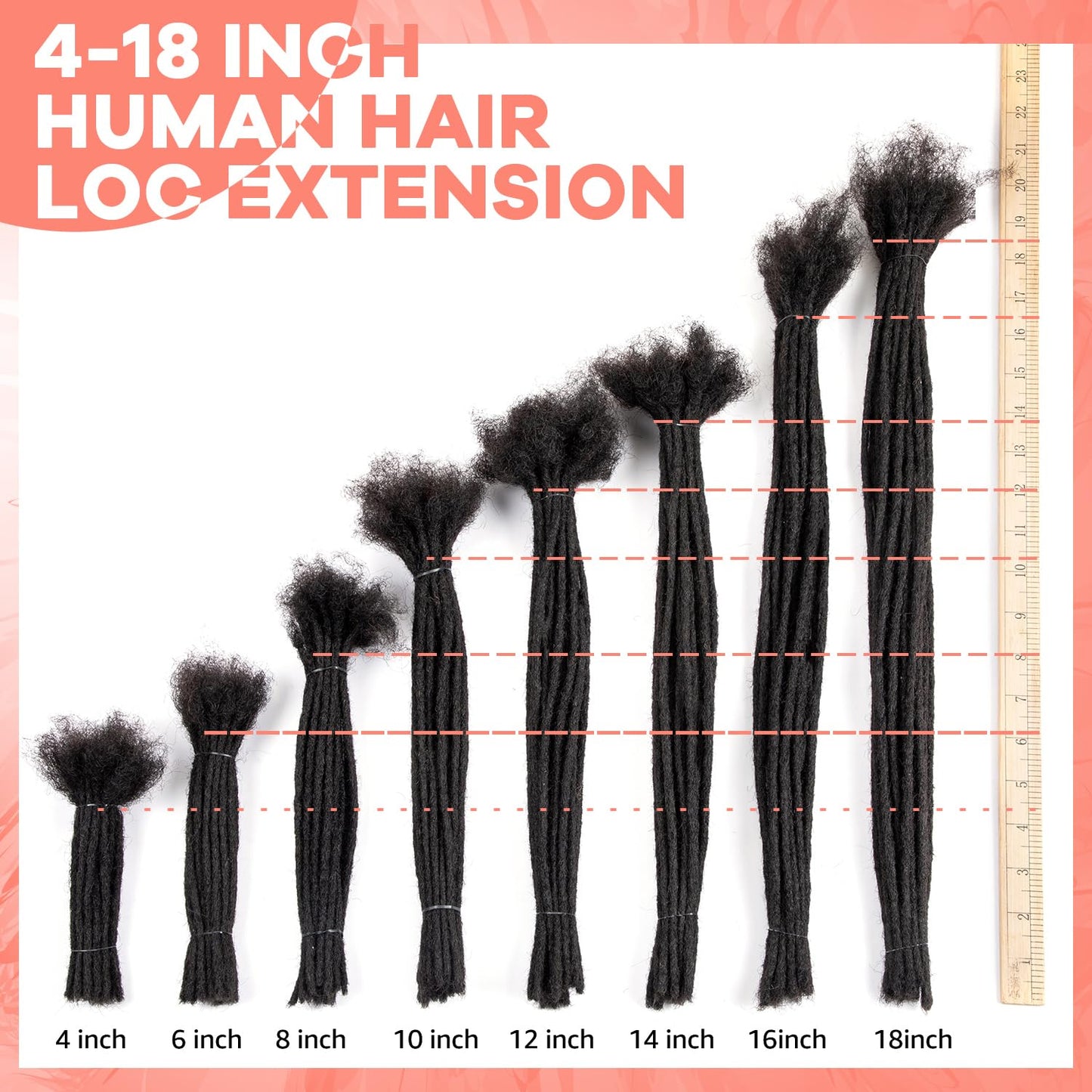 Teresa 0.8cm & 0.6cm & 0.4cm & 0.2cm Width 6-18 Inch 10, 20, 40, 70, 100 strands 100% Human Hair Dreadlock Extensions Men/Women,Full Handmade Permanent Human Loc Extensions Bundles(0.8cm,6 Inch)
