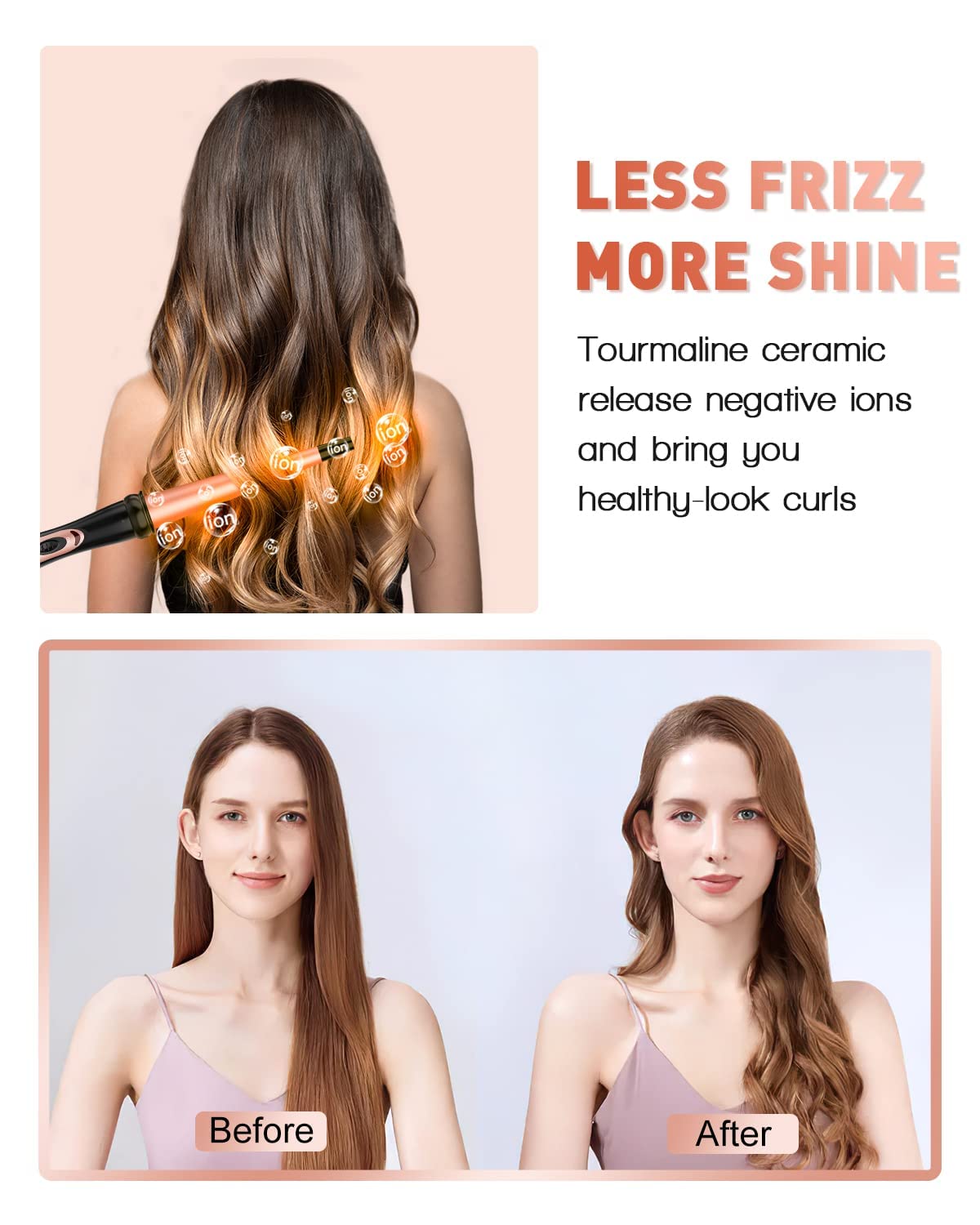 Long Barrel Curling Iron Wand Set, BESTOPE PRO 6 in 1 Curling Wand Set with Ceramic Barrel for Long/Medium Hair, 0.35"-1.25" Interchangeable Hair Wand Curler, Dual Voltage, Include Glove & Clips