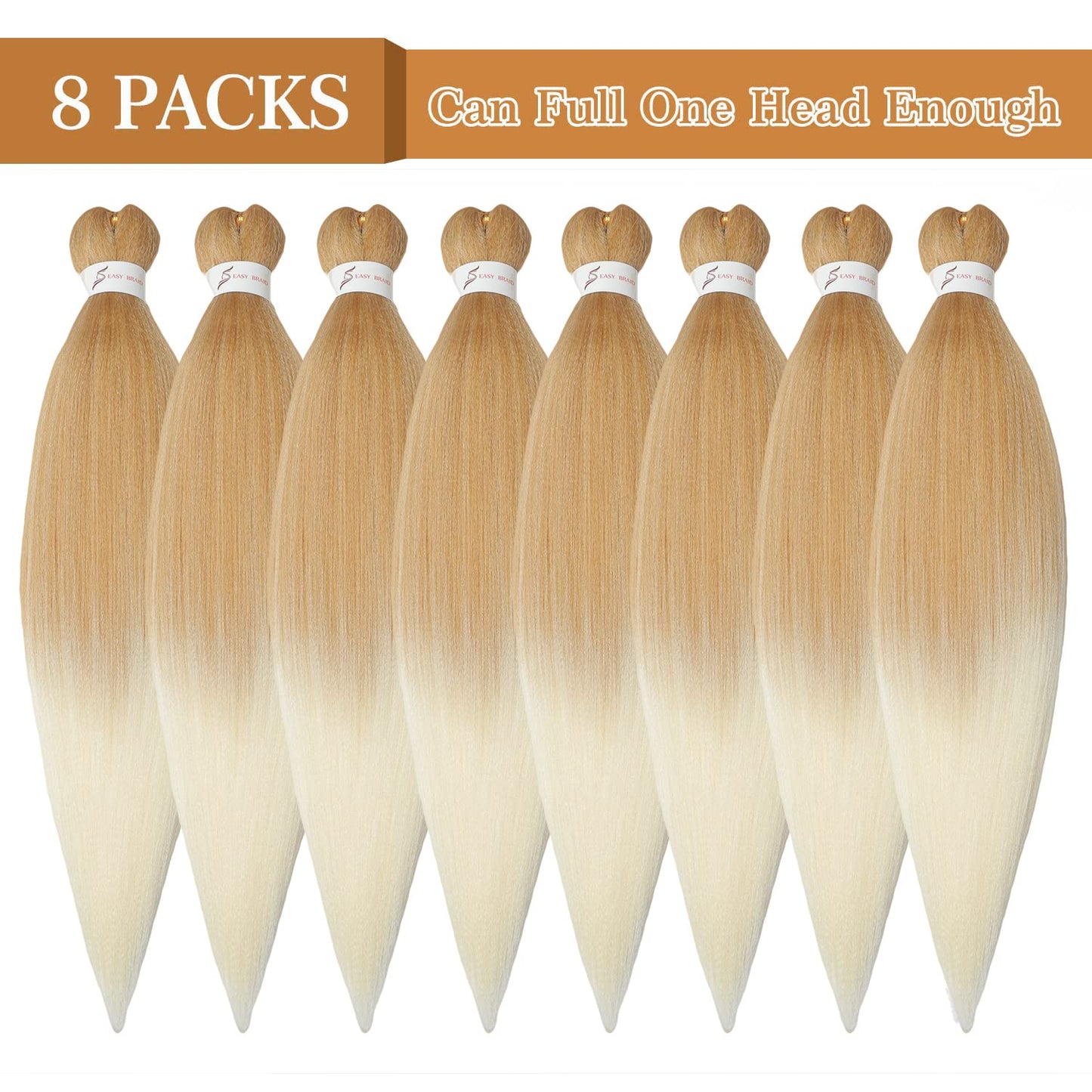Braiding Hair Pre Stretched 24 Inch 8 Packs Ombre Braiding Hair Professional Soft Braiding Hair Yaki Texture, No Itch, Hot Water Setting Hair Extensions for Braids (24in,1B/30)