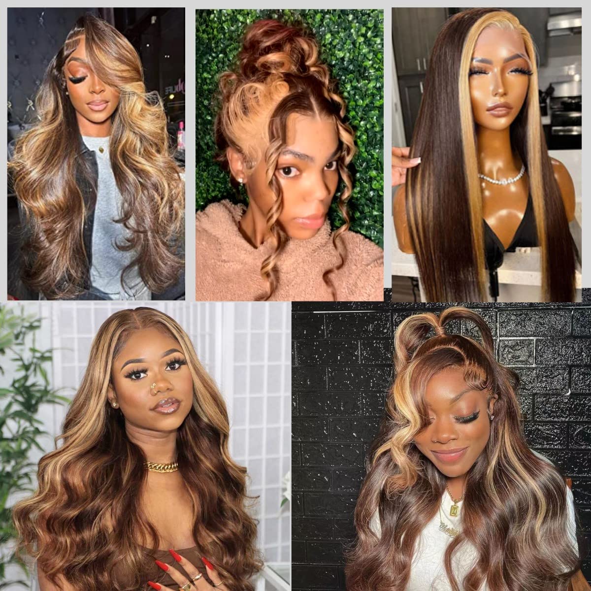 30 Inch Ombre Highlight Honey Blonde Lace Front Wig Human Hair Chocolate Brown Skunk Stripe Wig Human Hair Lace Front Body Wave 13x4 Transparent HD Lace Frontal Wigs for Women