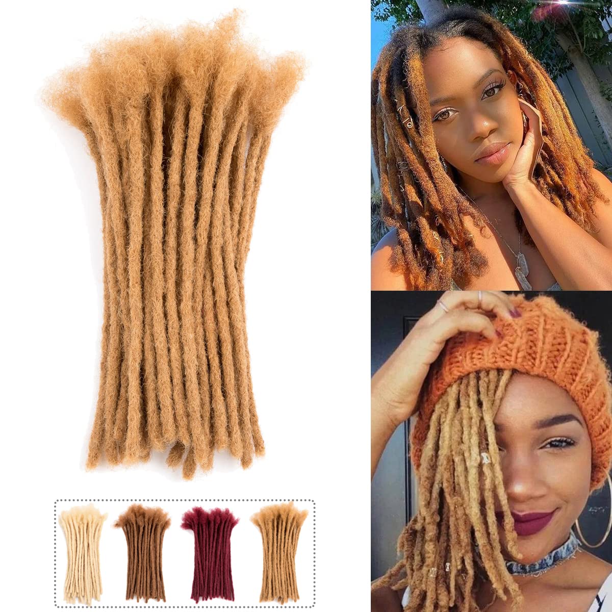 Teresa 0.8cm & 0.6cm & 0.4cm & 0.2cm Width 6-18 Inch 10, 20, 40, 70, 100 strands 100% Human Hair Dreadlock Extensions Men/Women,Full Handmade Permanent Human Loc Extensions Bundles(0.8cm,6 Inch)