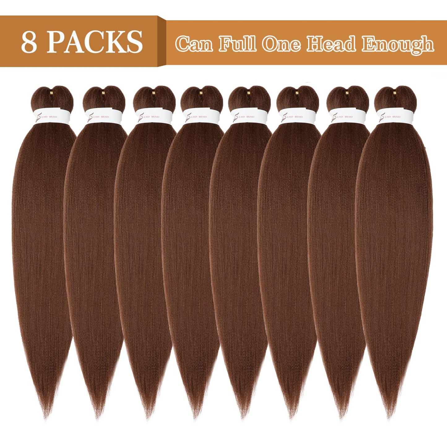 Braiding Hair Pre Stretched 24 Inch 8 Packs Ombre Braiding Hair Professional Soft Braiding Hair Yaki Texture, No Itch, Hot Water Setting Hair Extensions for Braids (24in,1B/30)