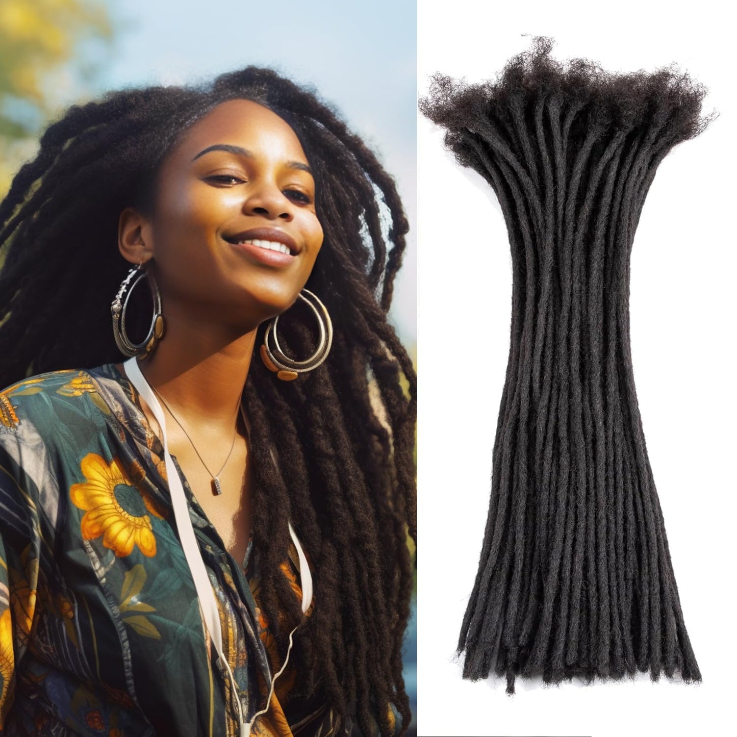 Teresa 0.8cm & 0.6cm & 0.4cm & 0.2cm Width 6-18 Inch 10, 20, 40, 70, 100 strands 100% Human Hair Dreadlock Extensions Men/Women,Full Handmade Permanent Human Loc Extensions Bundles(0.8cm,6 Inch)