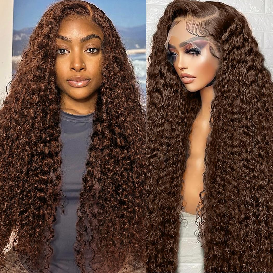 SHOWME 5x5 HD Lace Closure Glueless Wigs Human Hair Pre Plucked Brazilian Virgin Deep Wave Lace Front Wigs Human Hair 180% Density Closure Wig with Elastic Band Natural Hairline
