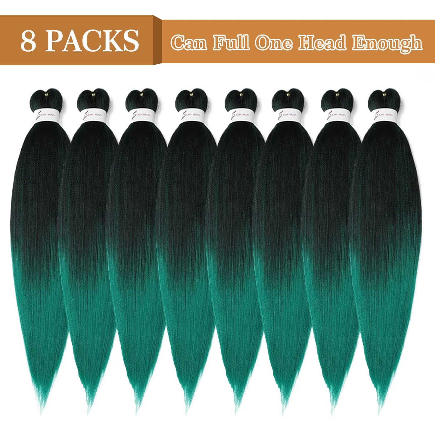 Braiding Hair Pre Stretched 24 Inch 8 Packs Ombre Braiding Hair Professional Soft Braiding Hair Yaki Texture, No Itch, Hot Water Setting Hair Extensions for Braids (24in,1B/30)