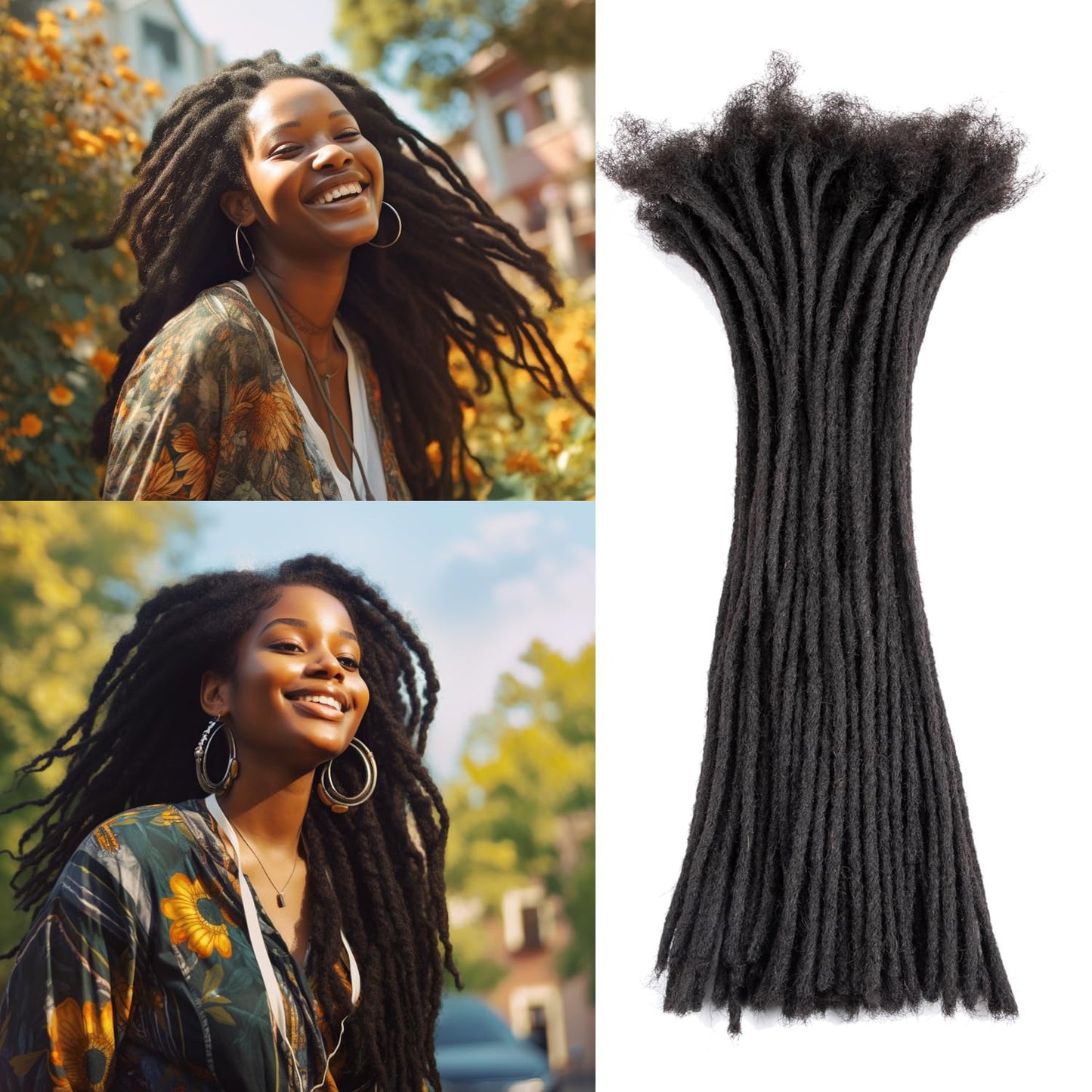 Teresa 0.8cm & 0.6cm & 0.4cm & 0.2cm Width 6-18 Inch 10, 20, 40, 70, 100 strands 100% Human Hair Dreadlock Extensions Men/Women,Full Handmade Permanent Human Loc Extensions Bundles(0.8cm,6 Inch)
