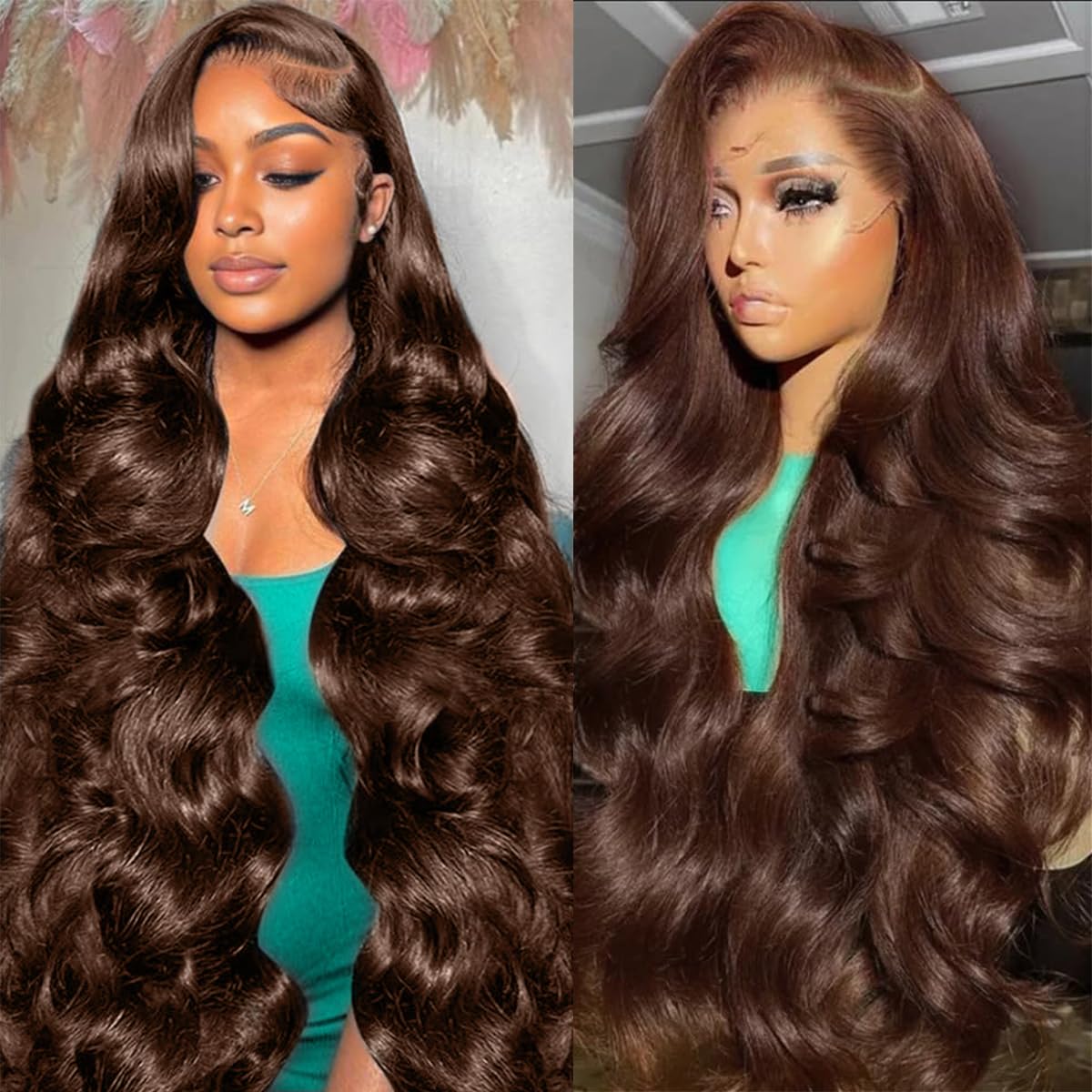 30 Inch Chocolate Brown Lace Front Wig Human Hair 200 Density 13x6 Hd Body Wave Lace Front Wigs Human Hair Pre Plucked Colored Frontal Wigs Human Hair Brown Wig Human Hair Wigs for Women