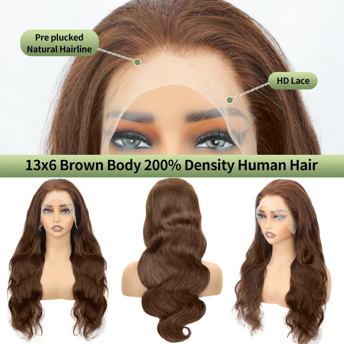 30 Inch Chocolate Brown Lace Front Wig Human Hair 200 Density 13x6 Hd Body Wave Lace Front Wigs Human Hair Pre Plucked Colored Frontal Wigs Human Hair Brown Wig Human Hair Wigs for Women