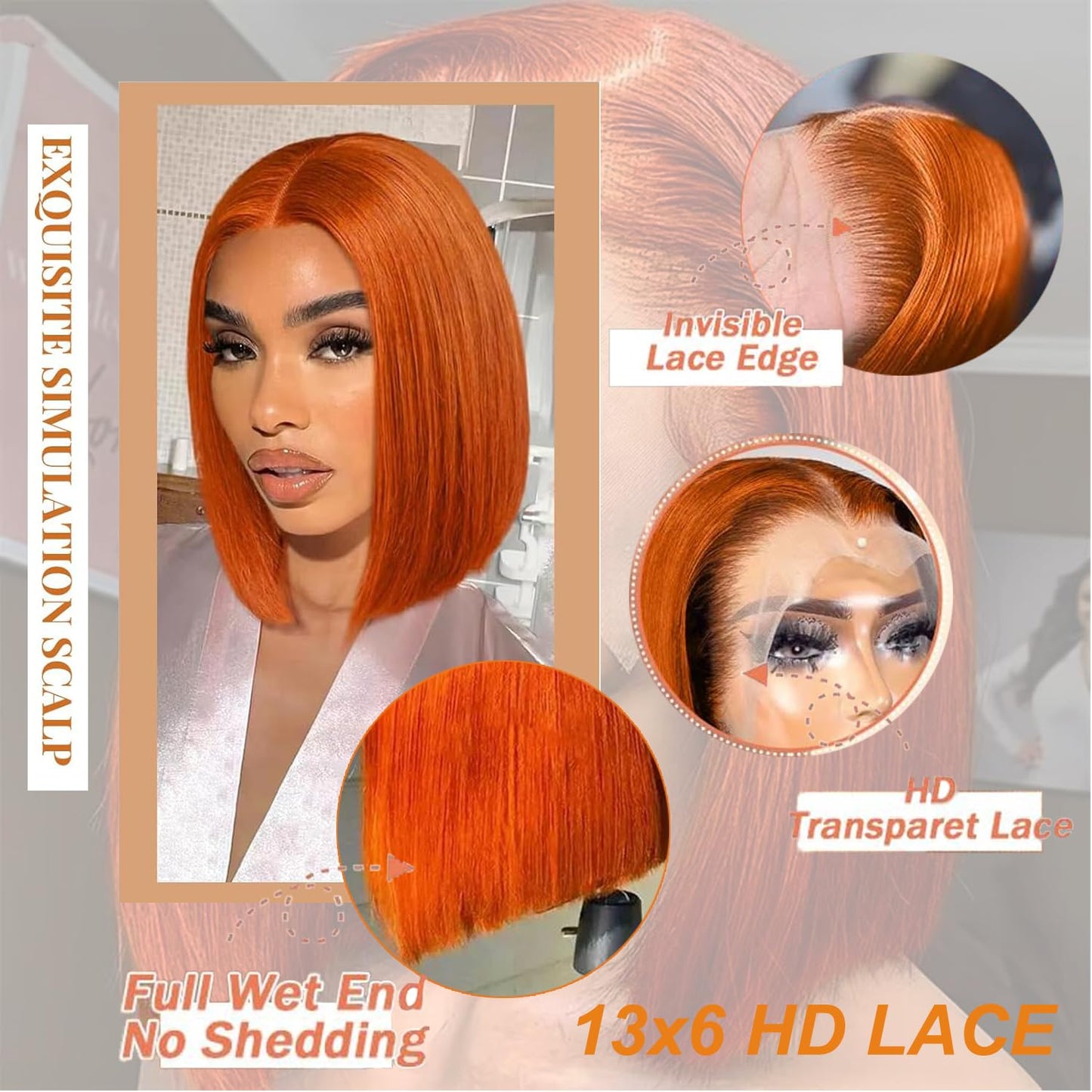 Bob Wig Human Hair 13x6 Lace Front Wigs Human Hair 180 Density Straight Frontal Wigs Human Hair HD Lace Wig Short Bob Wigs for Black Women Human Hair Glueless Wigs Pre Plucked Blunt Cut Wig 12 Inch