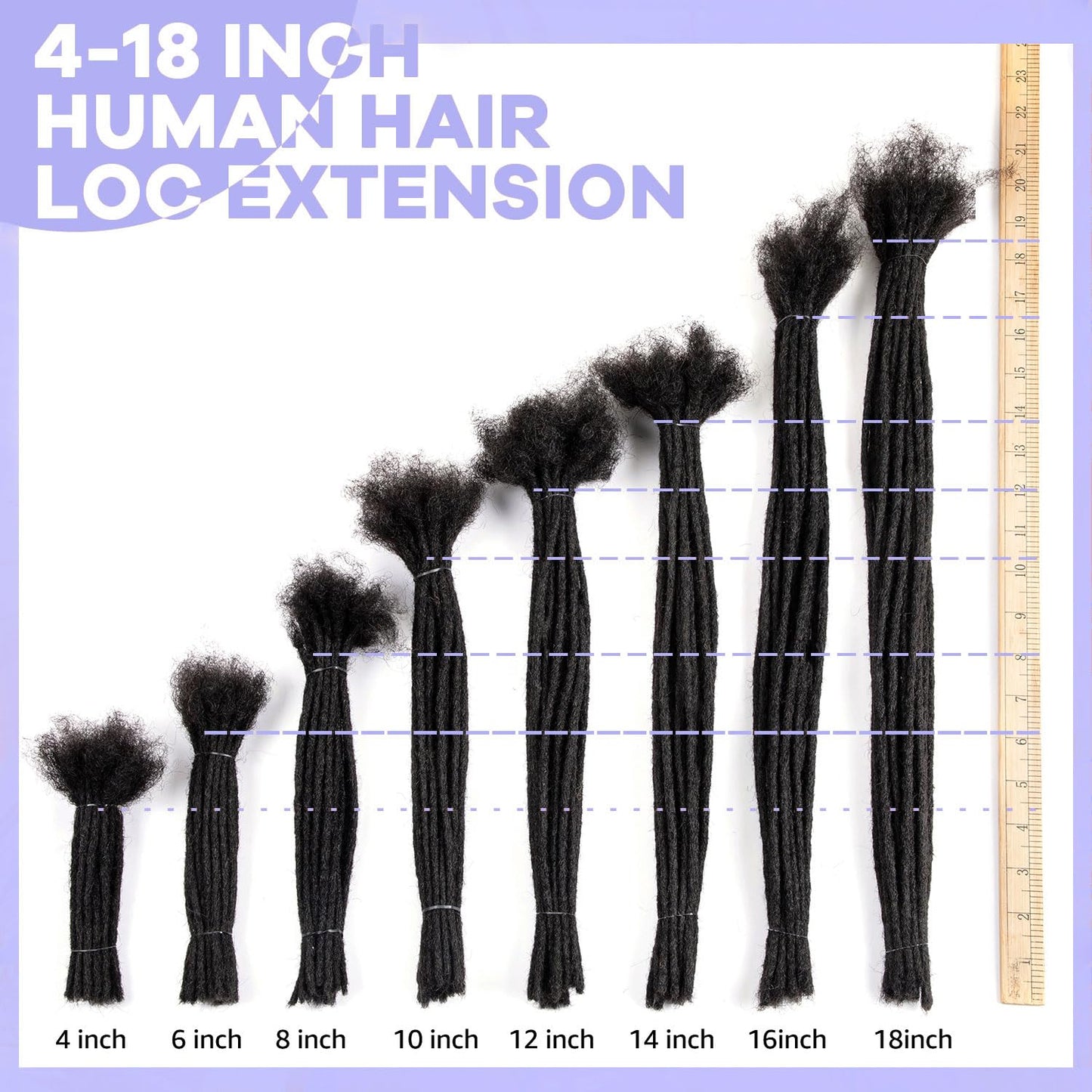 Teresa 0.8cm & 0.6cm & 0.4cm & 0.2cm Width 6-18 Inch 10, 20, 40, 70, 100 strands 100% Human Hair Dreadlock Extensions Men/Women,Full Handmade Permanent Human Loc Extensions Bundles(0.8cm,6 Inch)