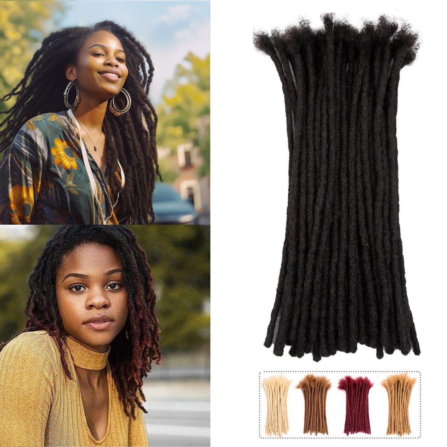 Teresa 0.8cm & 0.6cm & 0.4cm & 0.2cm Width 6-18 Inch 10, 20, 40, 70, 100 strands 100% Human Hair Dreadlock Extensions Men/Women,Full Handmade Permanent Human Loc Extensions Bundles(0.8cm,6 Inch)