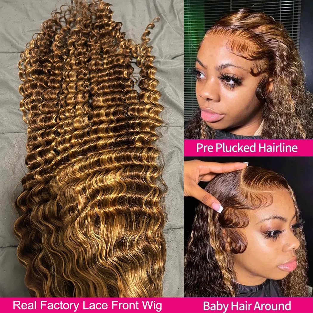 SHOWME 5x5 HD Lace Closure Glueless Wigs Human Hair Pre Plucked Brazilian Virgin Deep Wave Lace Front Wigs Human Hair 180% Density Closure Wig with Elastic Band Natural Hairline