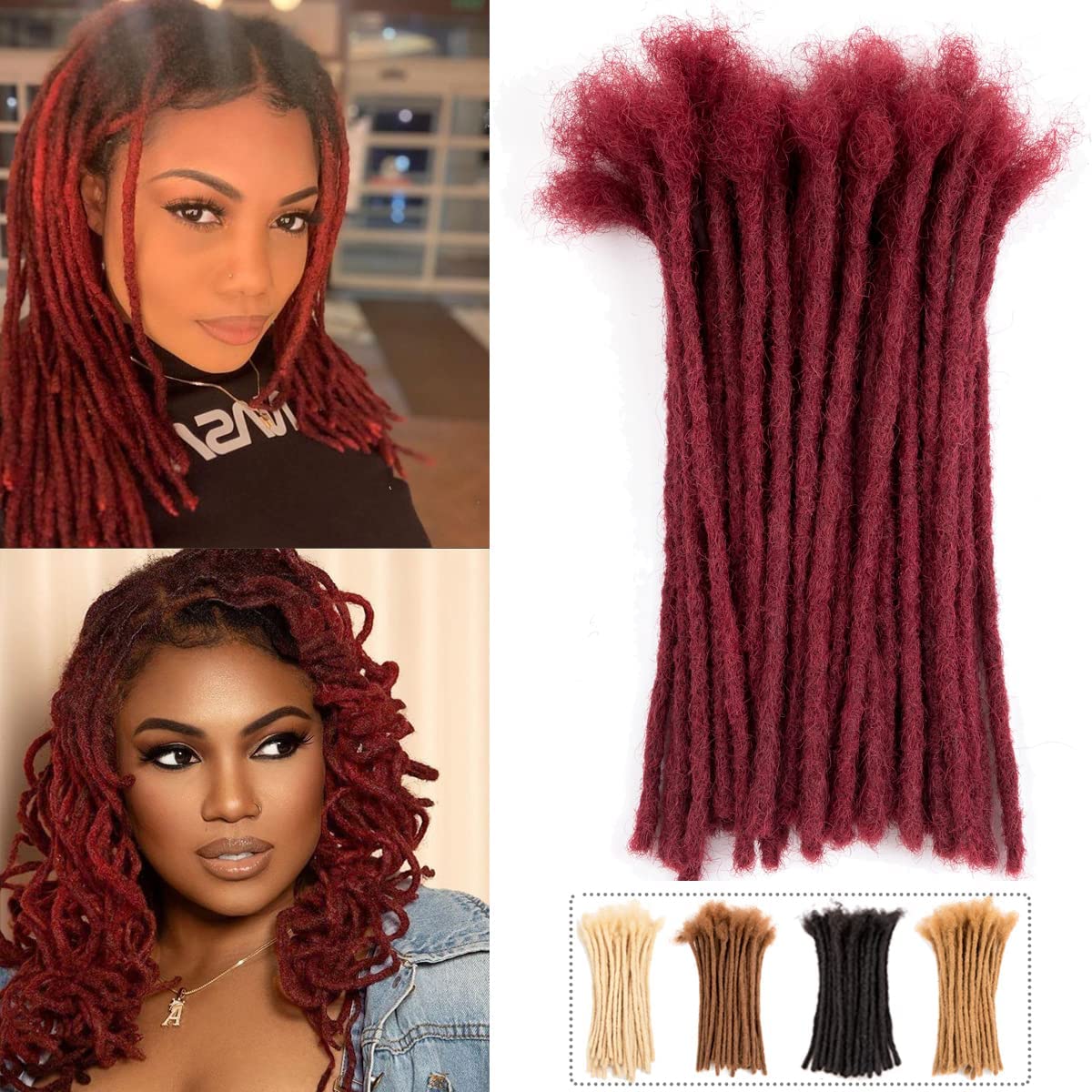 Teresa 0.8cm & 0.6cm & 0.4cm & 0.2cm Width 6-18 Inch 10, 20, 40, 70, 100 strands 100% Human Hair Dreadlock Extensions Men/Women,Full Handmade Permanent Human Loc Extensions Bundles(0.8cm,6 Inch)