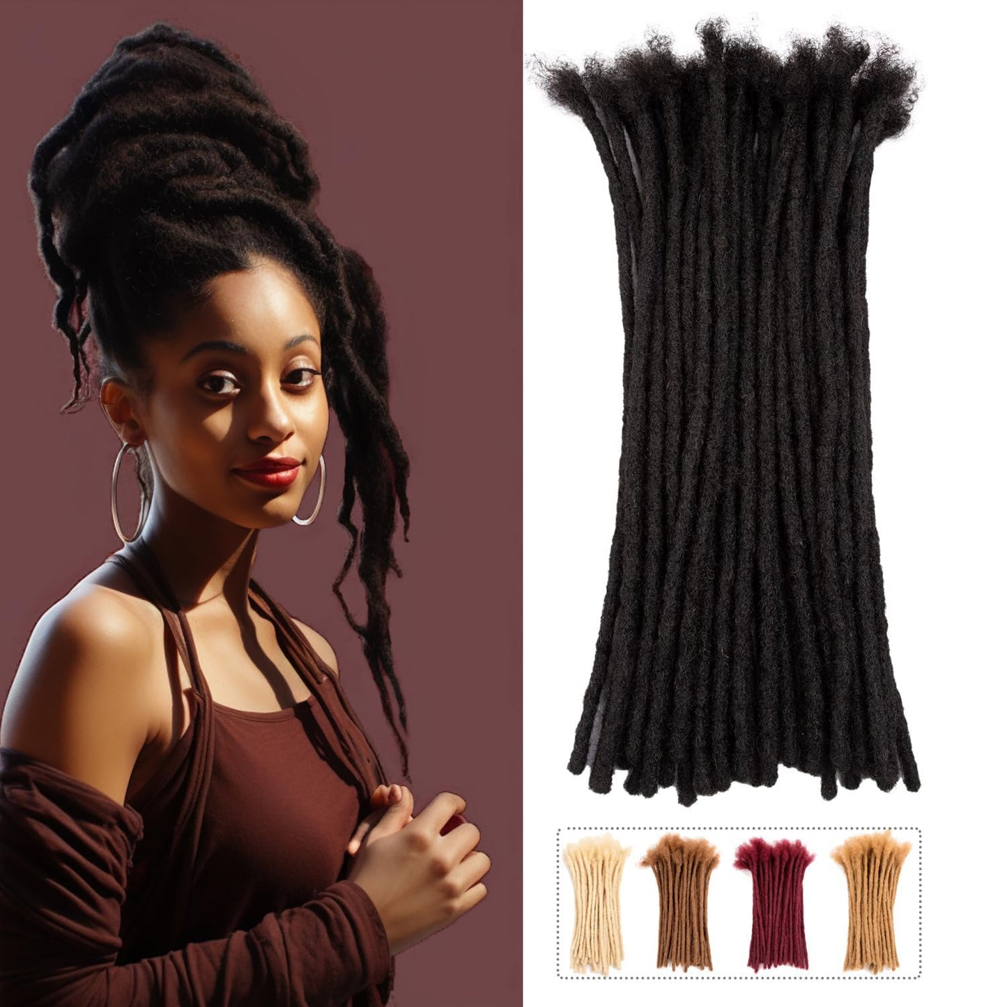 Teresa 0.8cm & 0.6cm & 0.4cm & 0.2cm Width 6-18 Inch 10, 20, 40, 70, 100 strands 100% Human Hair Dreadlock Extensions Men/Women,Full Handmade Permanent Human Loc Extensions Bundles(0.8cm,6 Inch)