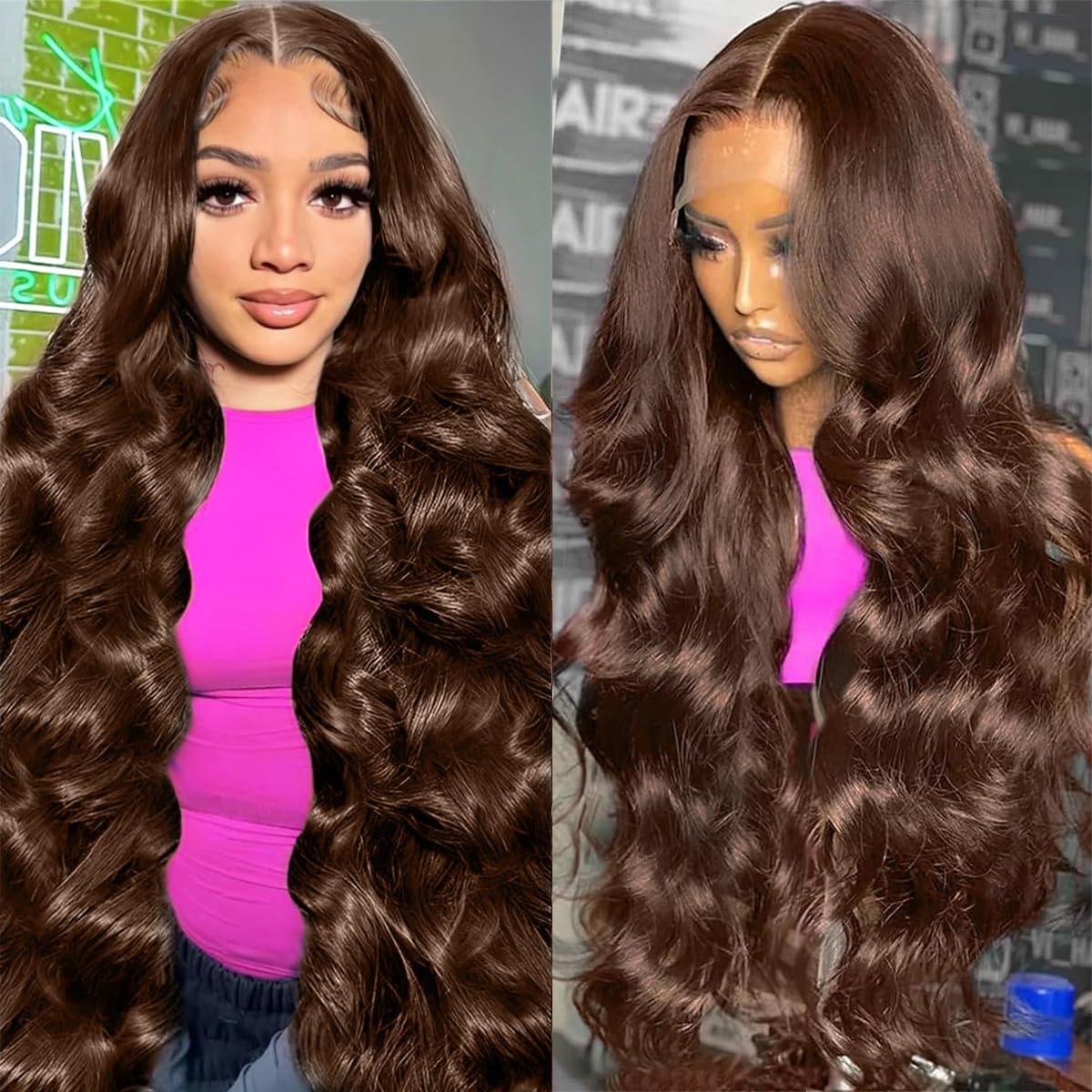 30 Inch Chocolate Brown Lace Front Wig Human Hair 200 Density 13x6 Hd Body Wave Lace Front Wigs Human Hair Pre Plucked Colored Frontal Wigs Human Hair Brown Wig Human Hair Wigs for Women