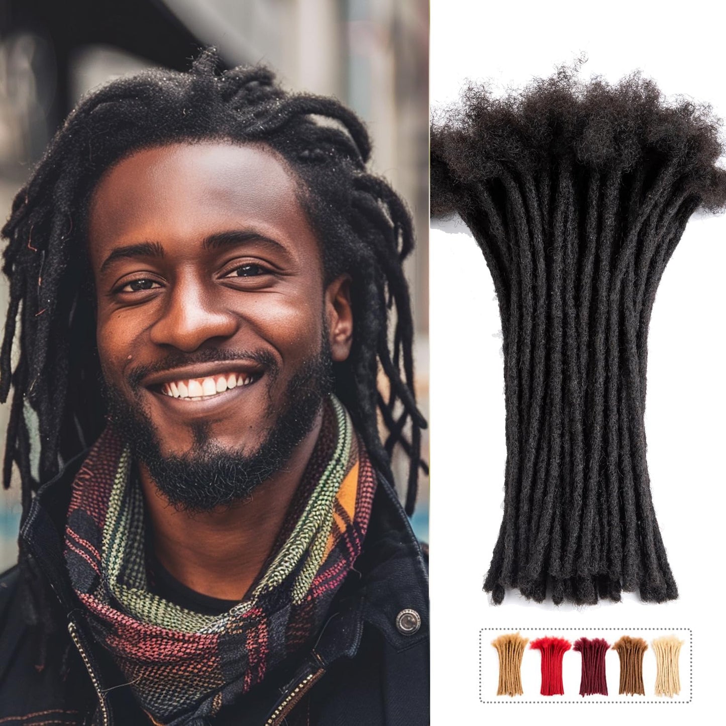 Teresa 0.8cm & 0.6cm & 0.4cm & 0.2cm Width 6-18 Inch 10, 20, 40, 70, 100 strands 100% Human Hair Dreadlock Extensions Men/Women,Full Handmade Permanent Human Loc Extensions Bundles(0.8cm,6 Inch)