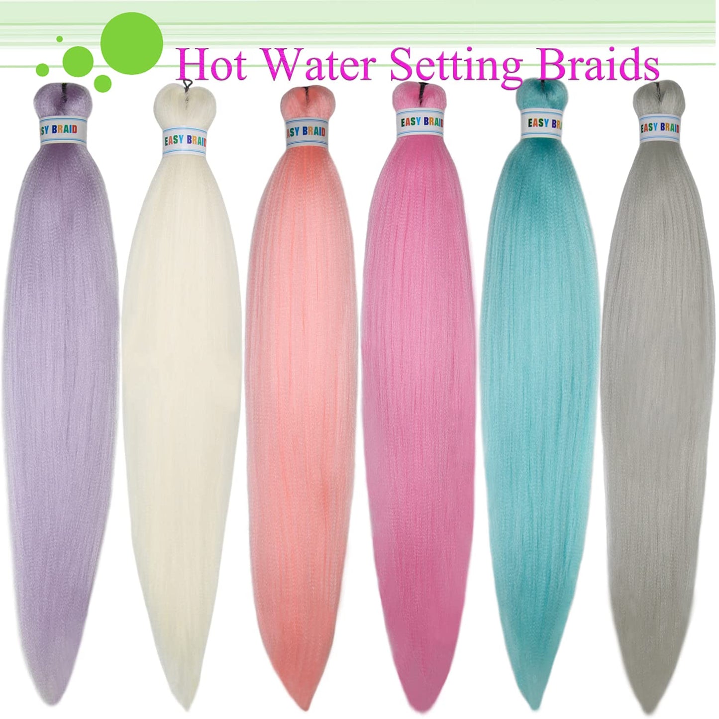 Colorful Braiding Hair Pre Stretched Colored Braiding Hair Extensions for Braids 26inch 6Pcs Knotless Braiding Hair Pre Stretched Rainbow Box Braiding Hair Pre Stretched