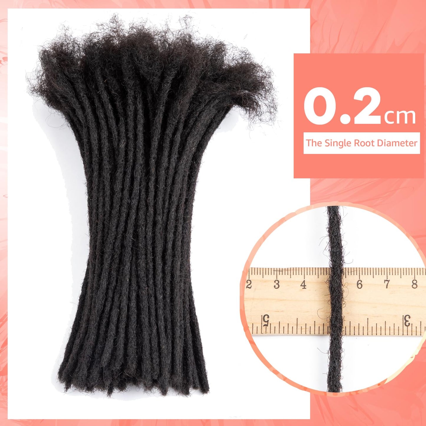 Teresa 0.8cm & 0.6cm & 0.4cm & 0.2cm Width 6-18 Inch 10, 20, 40, 70, 100 strands 100% Human Hair Dreadlock Extensions Men/Women,Full Handmade Permanent Human Loc Extensions Bundles(0.8cm,6 Inch)
