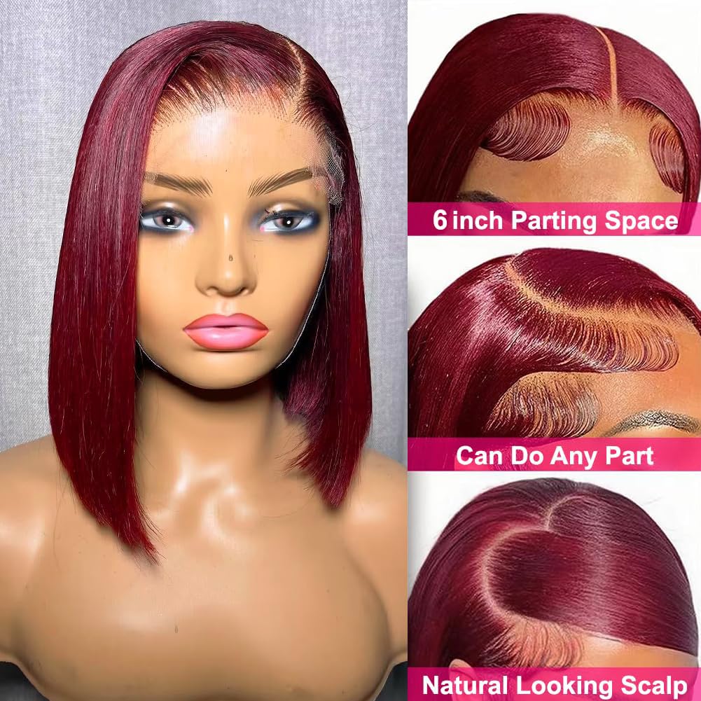 Bob Wig Human Hair 13x6 Lace Front Wigs Human Hair 180 Density Straight Frontal Wigs Human Hair HD Lace Wig Short Bob Wigs for Black Women Human Hair Glueless Wigs Pre Plucked Blunt Cut Wig 12 Inch