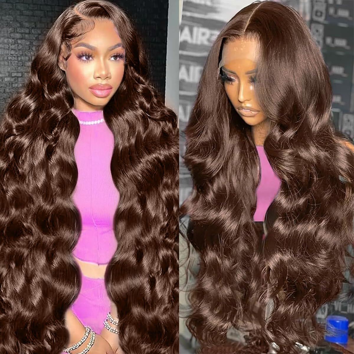 30 Inch Chocolate Brown Lace Front Wig Human Hair 200 Density 13x6 Hd Body Wave Lace Front Wigs Human Hair Pre Plucked Colored Frontal Wigs Human Hair Brown Wig Human Hair Wigs for Women