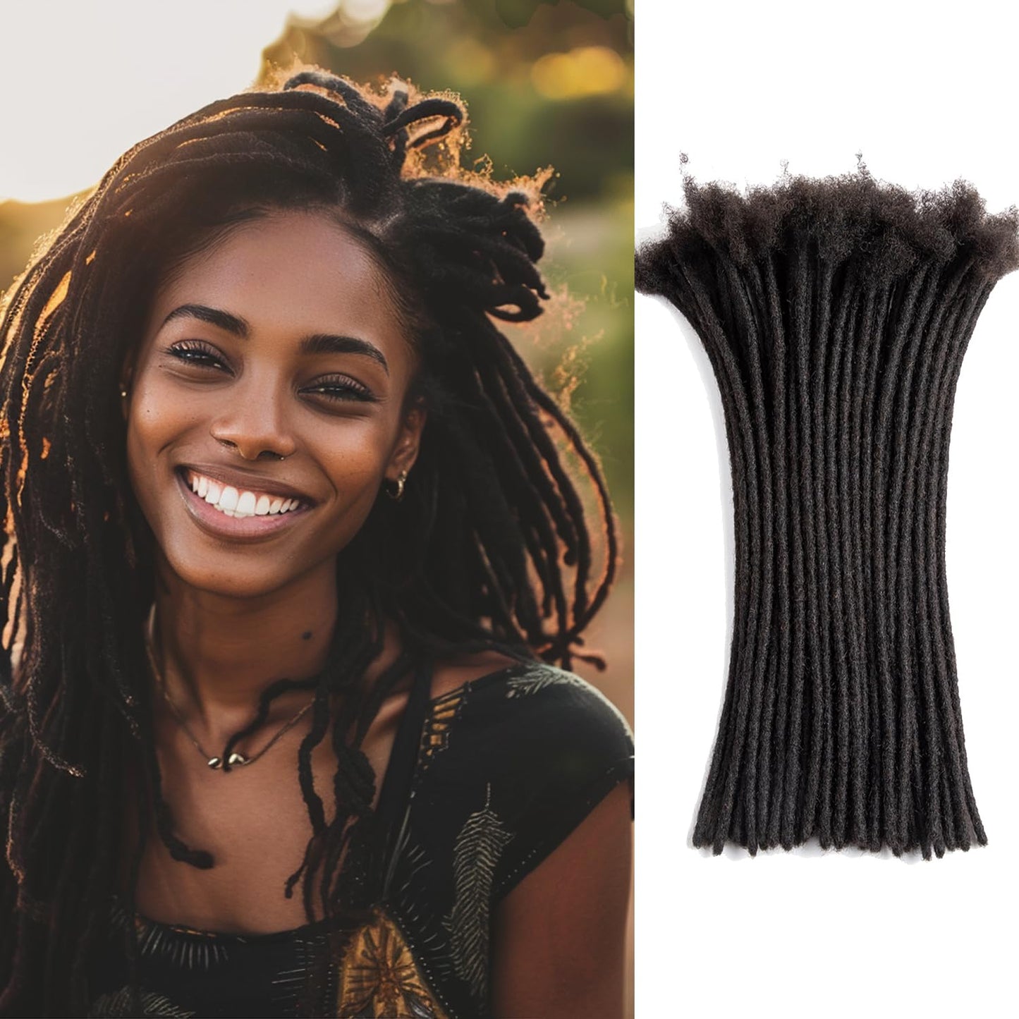 Teresa 0.8cm & 0.6cm & 0.4cm & 0.2cm Width 6-18 Inch 10, 20, 40, 70, 100 strands 100% Human Hair Dreadlock Extensions Men/Women,Full Handmade Permanent Human Loc Extensions Bundles(0.8cm,6 Inch)