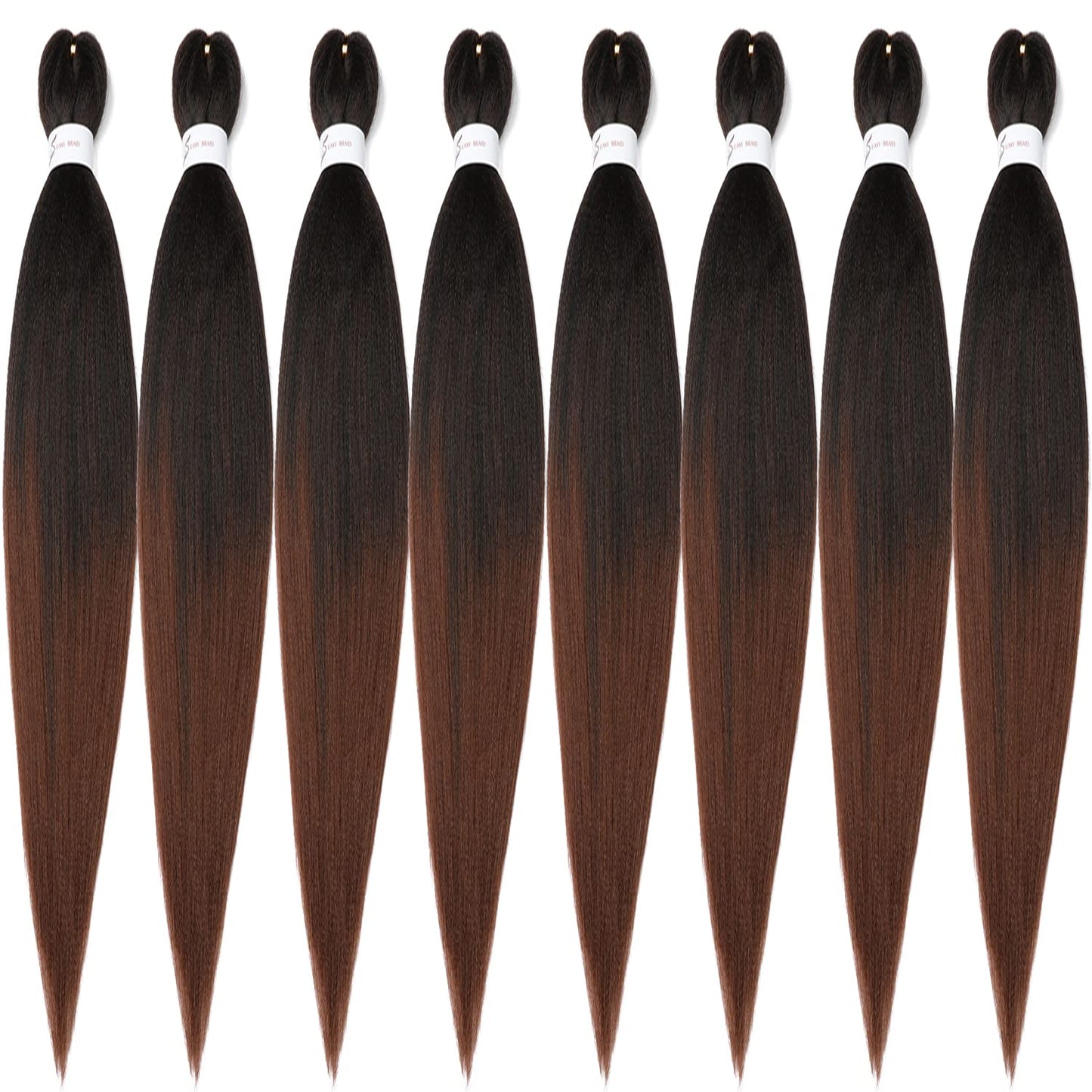 Braiding Hair Pre Stretched 24 Inch 8 Packs Ombre Braiding Hair Professional Soft Braiding Hair Yaki Texture, No Itch, Hot Water Setting Hair Extensions for Braids (24in,1B/30)