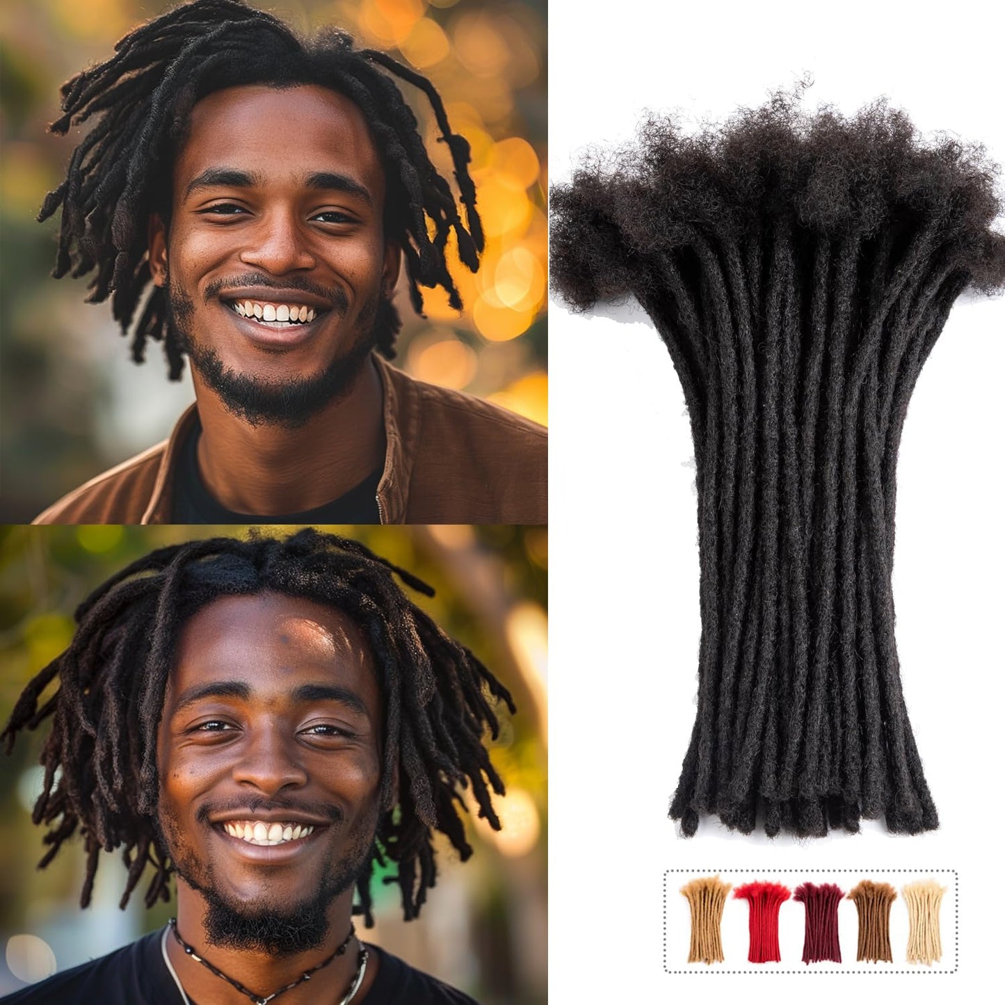 Teresa 0.8cm & 0.6cm & 0.4cm & 0.2cm Width 6-18 Inch 10, 20, 40, 70, 100 strands 100% Human Hair Dreadlock Extensions Men/Women,Full Handmade Permanent Human Loc Extensions Bundles(0.8cm,6 Inch)