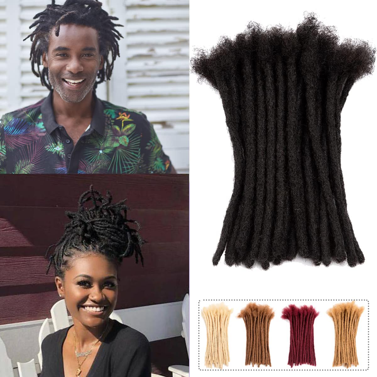 Teresa 0.8cm & 0.6cm & 0.4cm & 0.2cm Width 6-18 Inch 10, 20, 40, 70, 100 strands 100% Human Hair Dreadlock Extensions Men/Women,Full Handmade Permanent Human Loc Extensions Bundles(0.8cm,6 Inch)