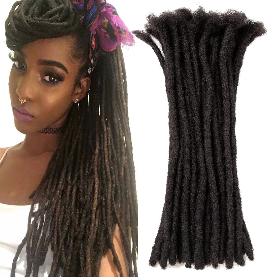 Teresa 0.8cm & 0.6cm & 0.4cm & 0.2cm Width 6-18 Inch 10, 20, 40, 70, 100 strands 100% Human Hair Dreadlock Extensions Men/Women,Full Handmade Permanent Human Loc Extensions Bundles(0.8cm,6 Inch)