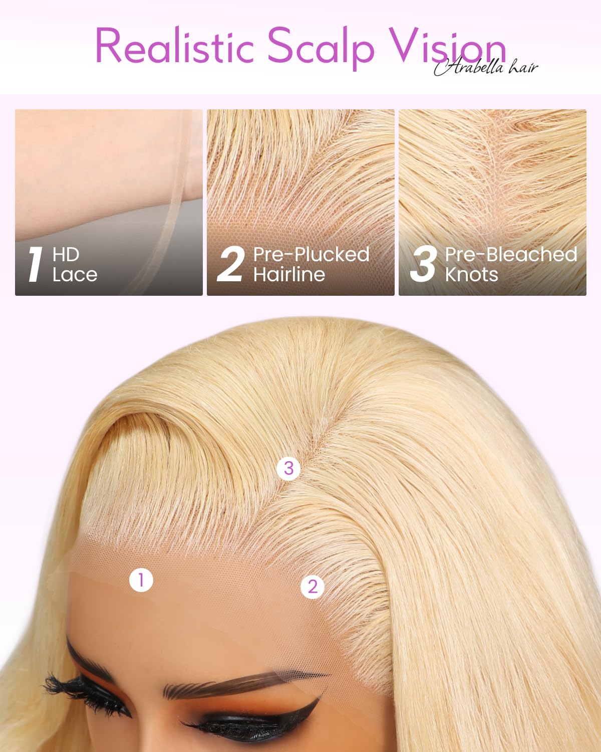 Arabella 613 Lace Front Wig Human Hair 300g-315g 13x4 Blonde Lace Front Wigs Human Hair 210% Density Body Wave 613 Frontal Wig Pre Plucked With Baby Hair (30inch, 613 13X4 body wave wig)