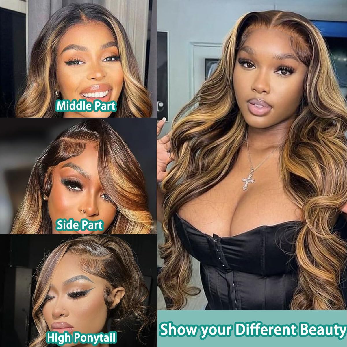 P4/350 Body Wave Lace Front Wigs Human Hair Brown Ginger Colored Wigs 13x4 HD Lace Frontal Highlight Ombre Wig Human Hair 180% Density P4/350 Colored Wigs Human Hair for Black Women 22Inch