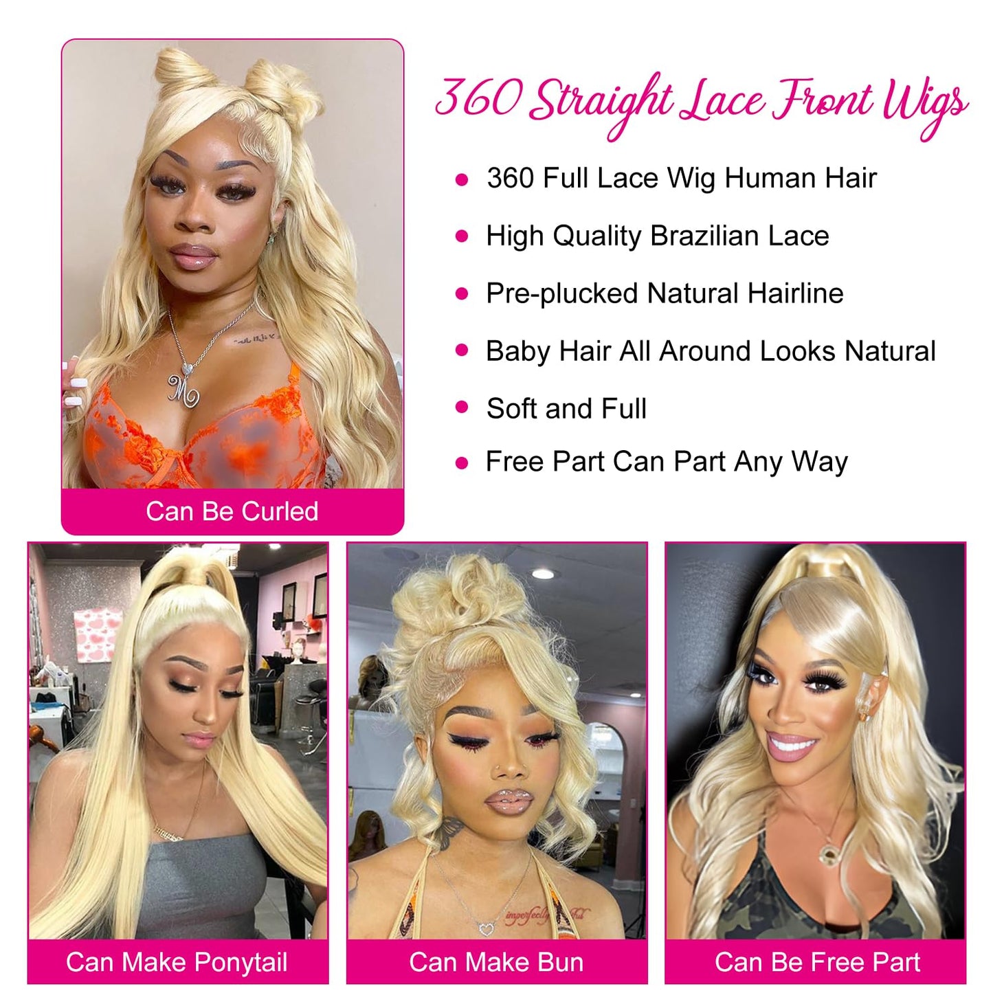 360 613 Lace Front Wig Human Hair Blonde Straight 200 Density HD Lace Front Glueless Pre Plucked Full Lace Wigs Human Hair 613 Frontal 26Inch