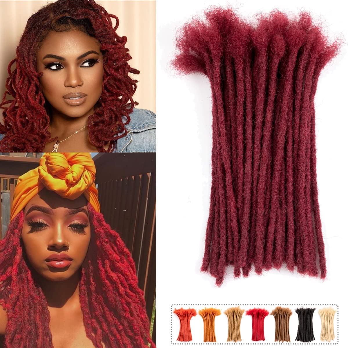 Teresa 0.8cm & 0.6cm & 0.4cm & 0.2cm Width 6-18 Inch 10, 20, 40, 70, 100 strands 100% Human Hair Dreadlock Extensions Men/Women,Full Handmade Permanent Human Loc Extensions Bundles(0.8cm,6 Inch)