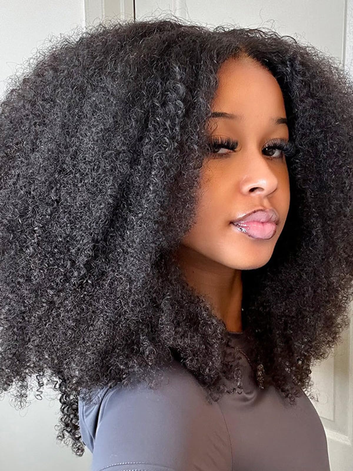 ISEE Wear and Go Glueless Wig Afro Kinky Curly Lace Front Wigs Human Hair 6x4 HD Lace Afro Curly Wigs for Women Lace Pre Cut Glueless Wigs Human Hair Pre Plucked 20 Inch