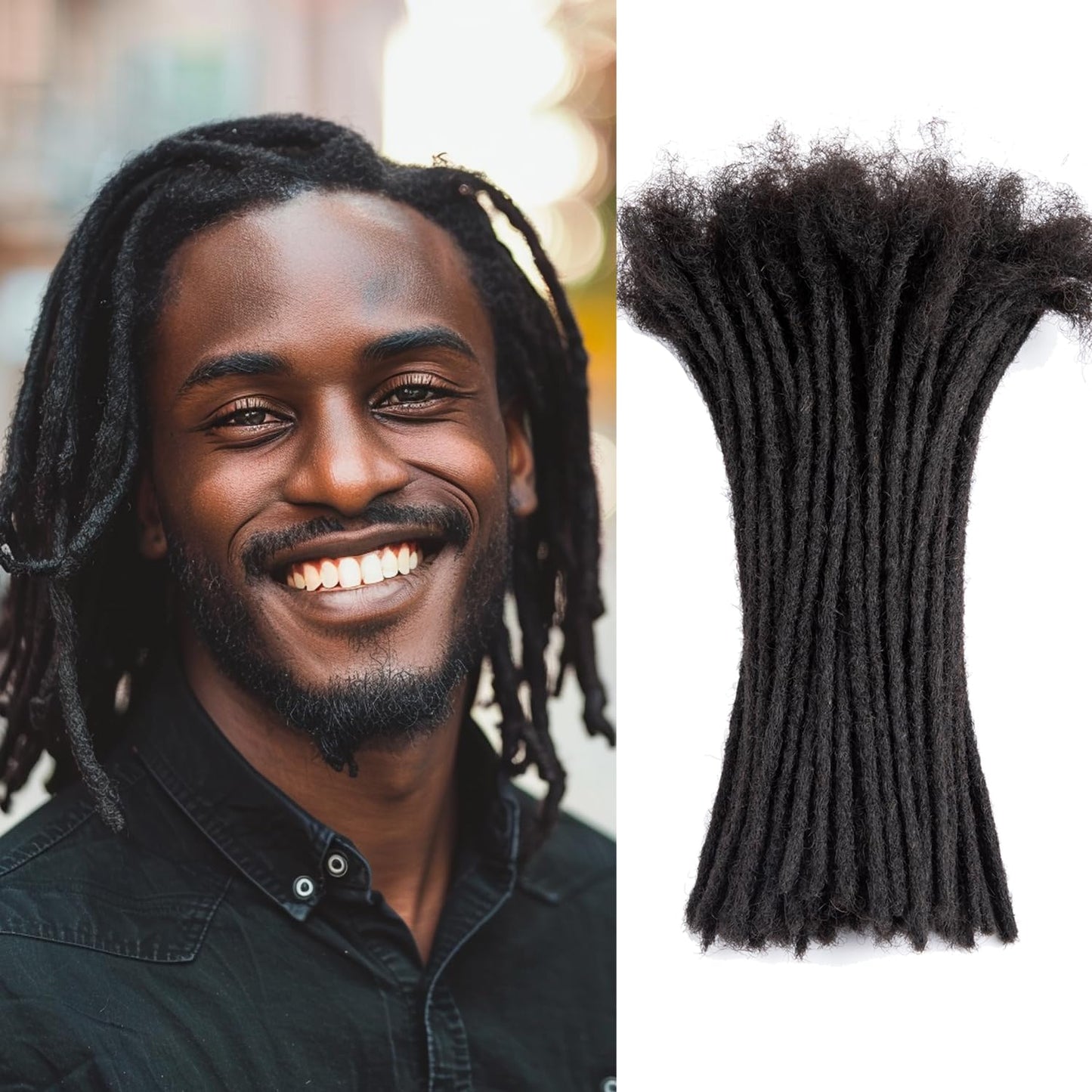 Teresa 0.8cm & 0.6cm & 0.4cm & 0.2cm Width 6-18 Inch 10, 20, 40, 70, 100 strands 100% Human Hair Dreadlock Extensions Men/Women,Full Handmade Permanent Human Loc Extensions Bundles(0.8cm,6 Inch)