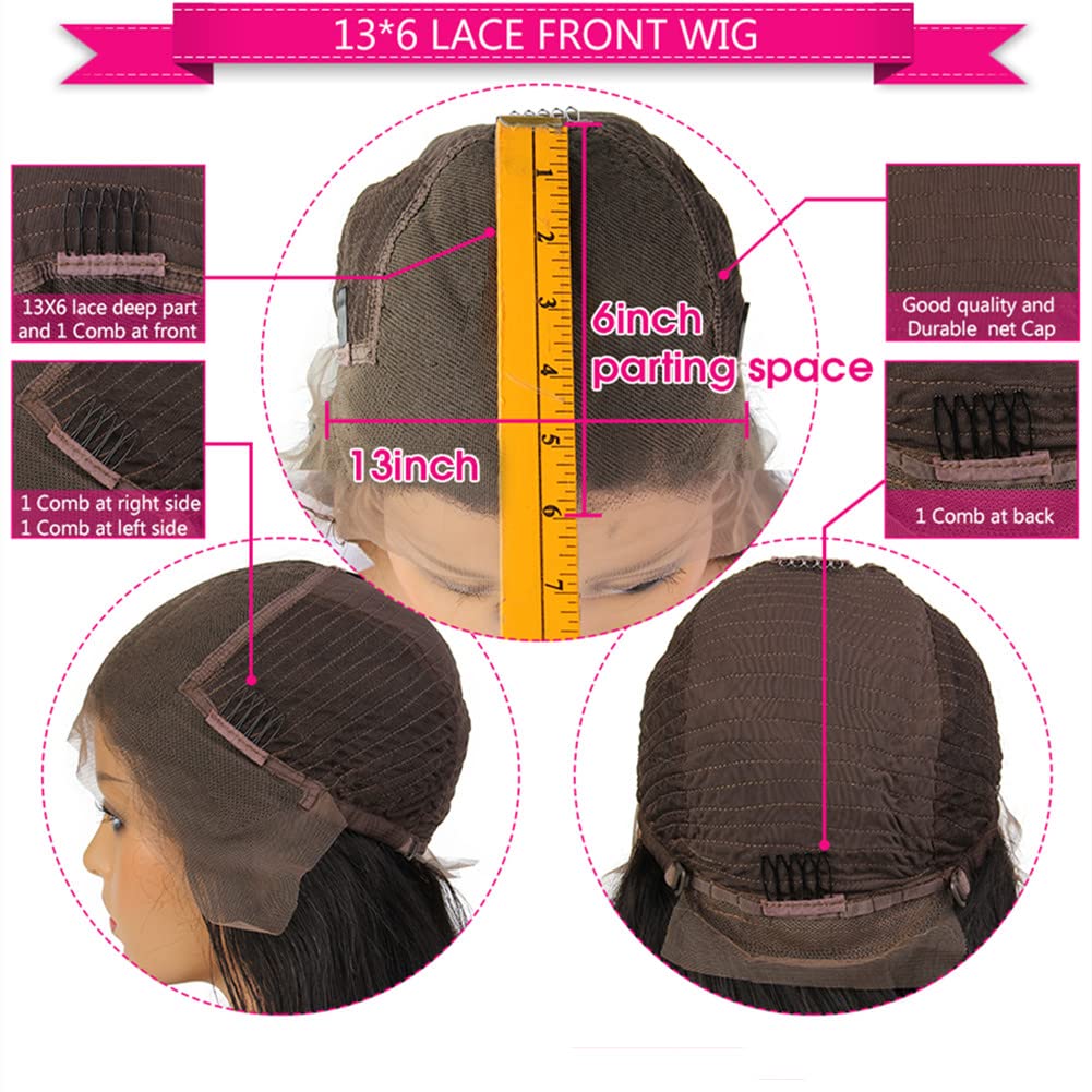 30 Inch Ombre Highlight Honey Blonde Lace Front Wig Human Hair Chocolate Brown Skunk Stripe Wig Human Hair Lace Front Body Wave 13x4 Transparent HD Lace Frontal Wigs for Women