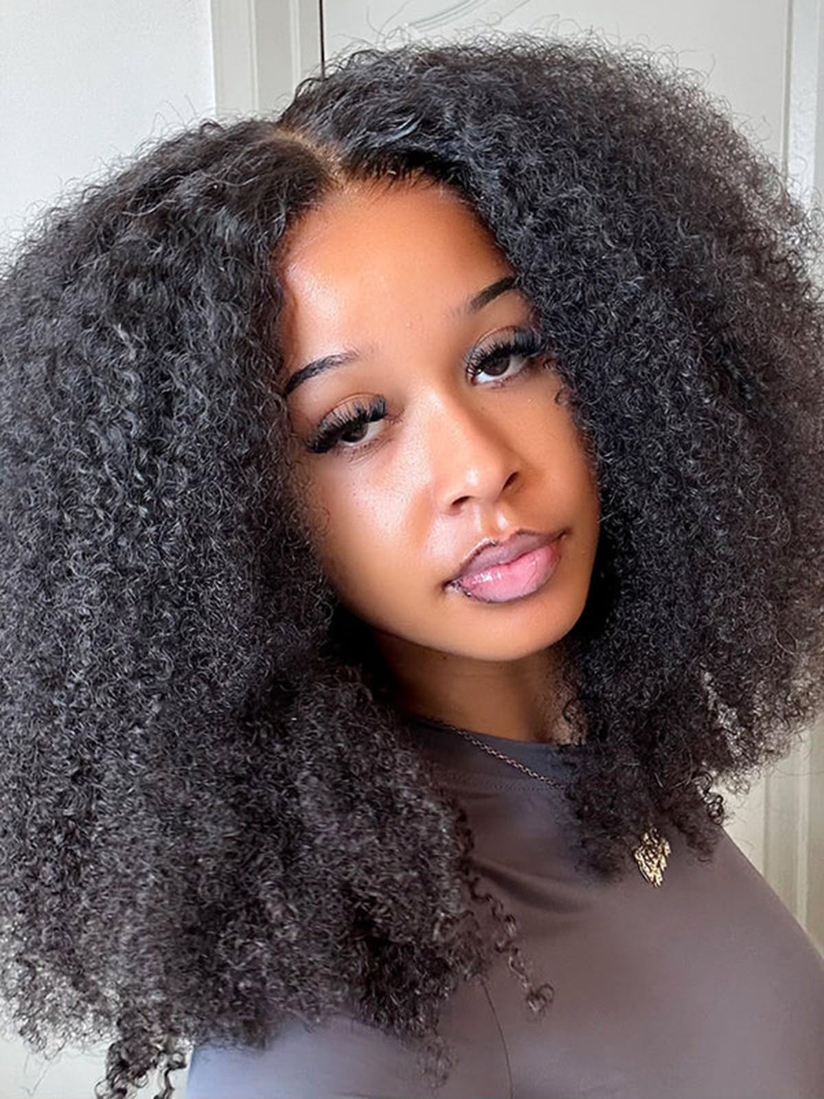 ISEE Wear and Go Glueless Wig Afro Kinky Curly Lace Front Wigs Human Hair 6x4 HD Lace Afro Curly Wigs for Women Lace Pre Cut Glueless Wigs Human Hair Pre Plucked 20 Inch