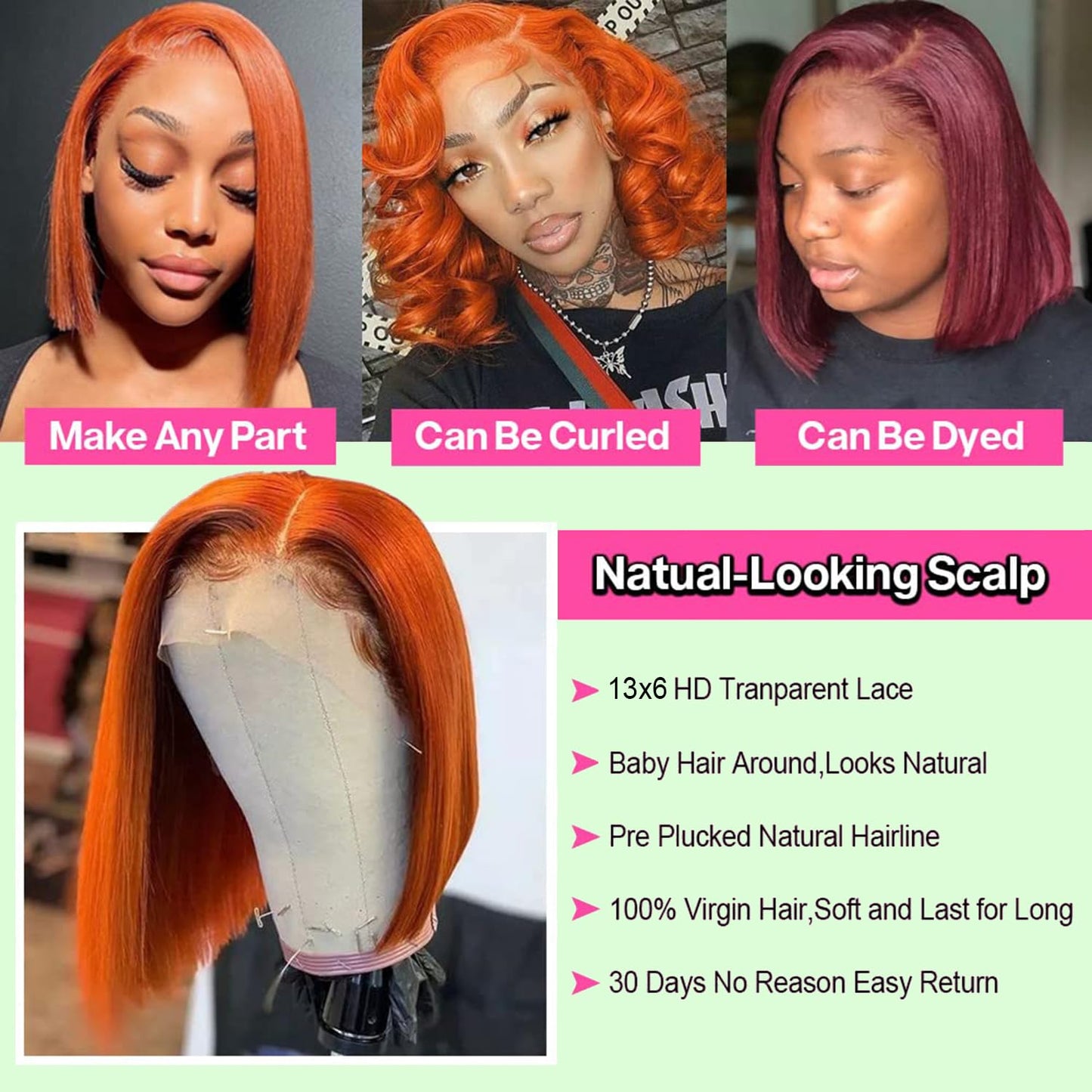 Bob Wig Human Hair 13x6 Lace Front Wigs Human Hair 180 Density Straight Frontal Wigs Human Hair HD Lace Wig Short Bob Wigs for Black Women Human Hair Glueless Wigs Pre Plucked Blunt Cut Wig 12 Inch