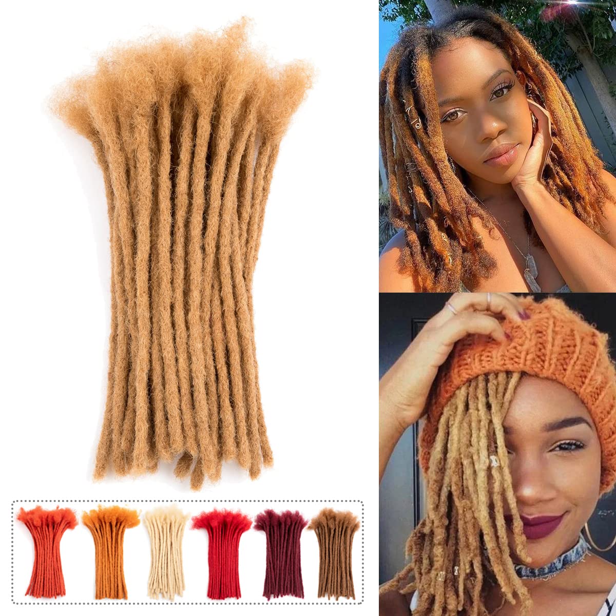 Teresa 0.8cm & 0.6cm & 0.4cm & 0.2cm Width 6-18 Inch 10, 20, 40, 70, 100 strands 100% Human Hair Dreadlock Extensions Men/Women,Full Handmade Permanent Human Loc Extensions Bundles(0.8cm,6 Inch)