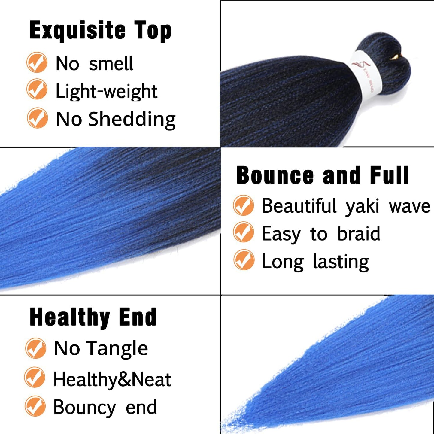 Braiding Hair Pre Stretched 24 Inch 8 Packs Ombre Braiding Hair Professional Soft Braiding Hair Yaki Texture, No Itch, Hot Water Setting Hair Extensions for Braids (24in,1B/30)