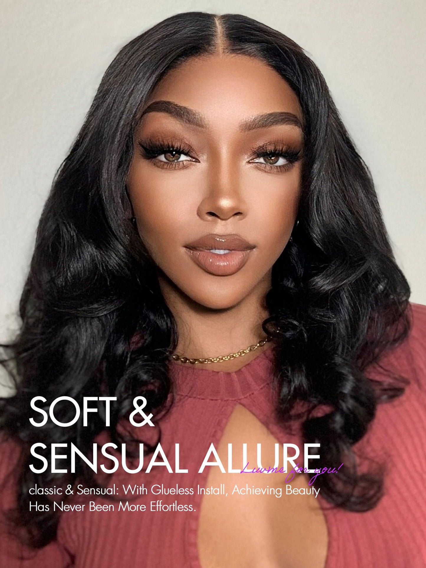 LUVME HAIR 5X5 Loose Body Wave Glueless Human Hair Wig Pre Cut Lace Front Wig Pre Plucked Ready to Go Black Wig For Women (16 Inch & Precut Lace)