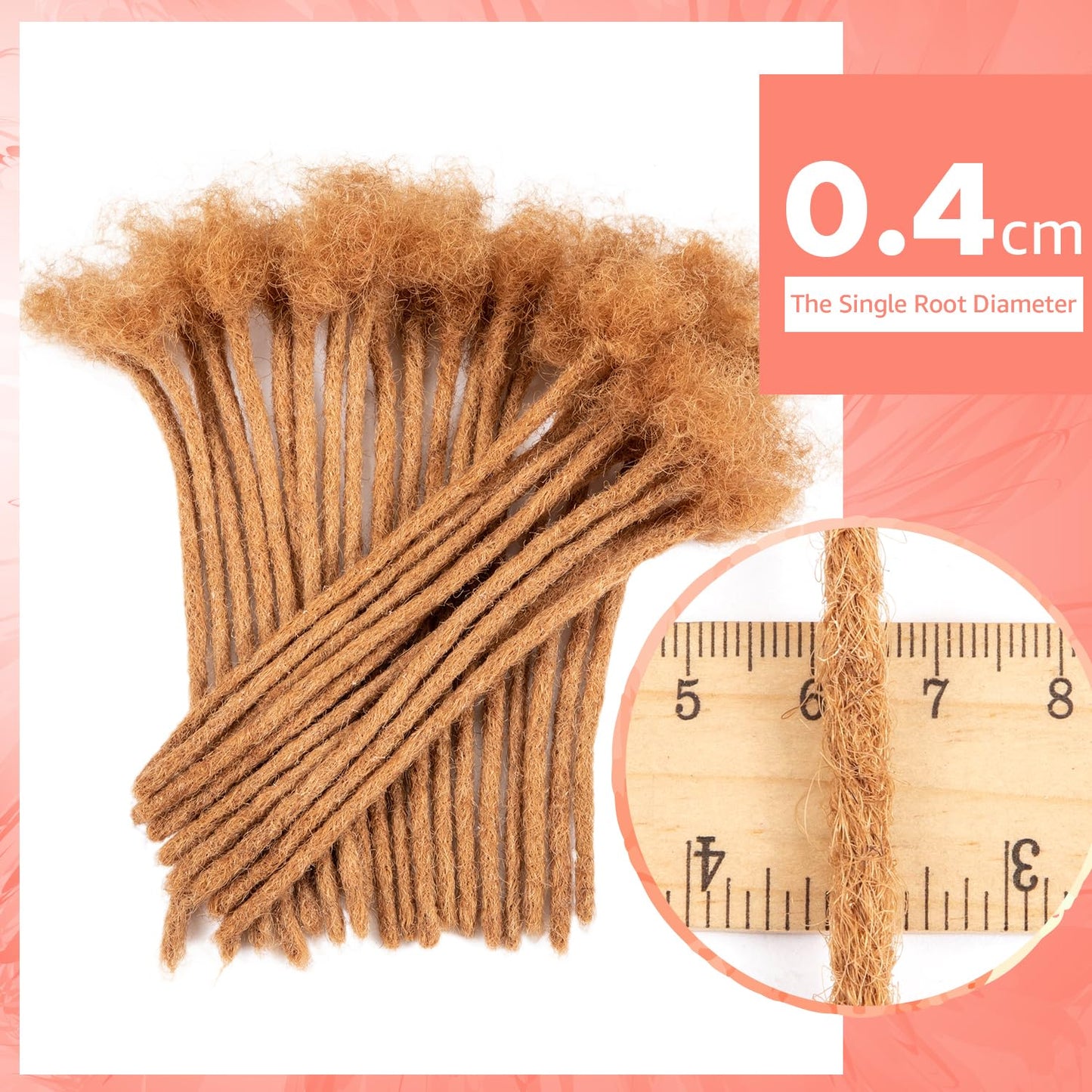 Teresa 0.8cm & 0.6cm & 0.4cm & 0.2cm Width 6-18 Inch 10, 20, 40, 70, 100 strands 100% Human Hair Dreadlock Extensions Men/Women,Full Handmade Permanent Human Loc Extensions Bundles(0.8cm,6 Inch)