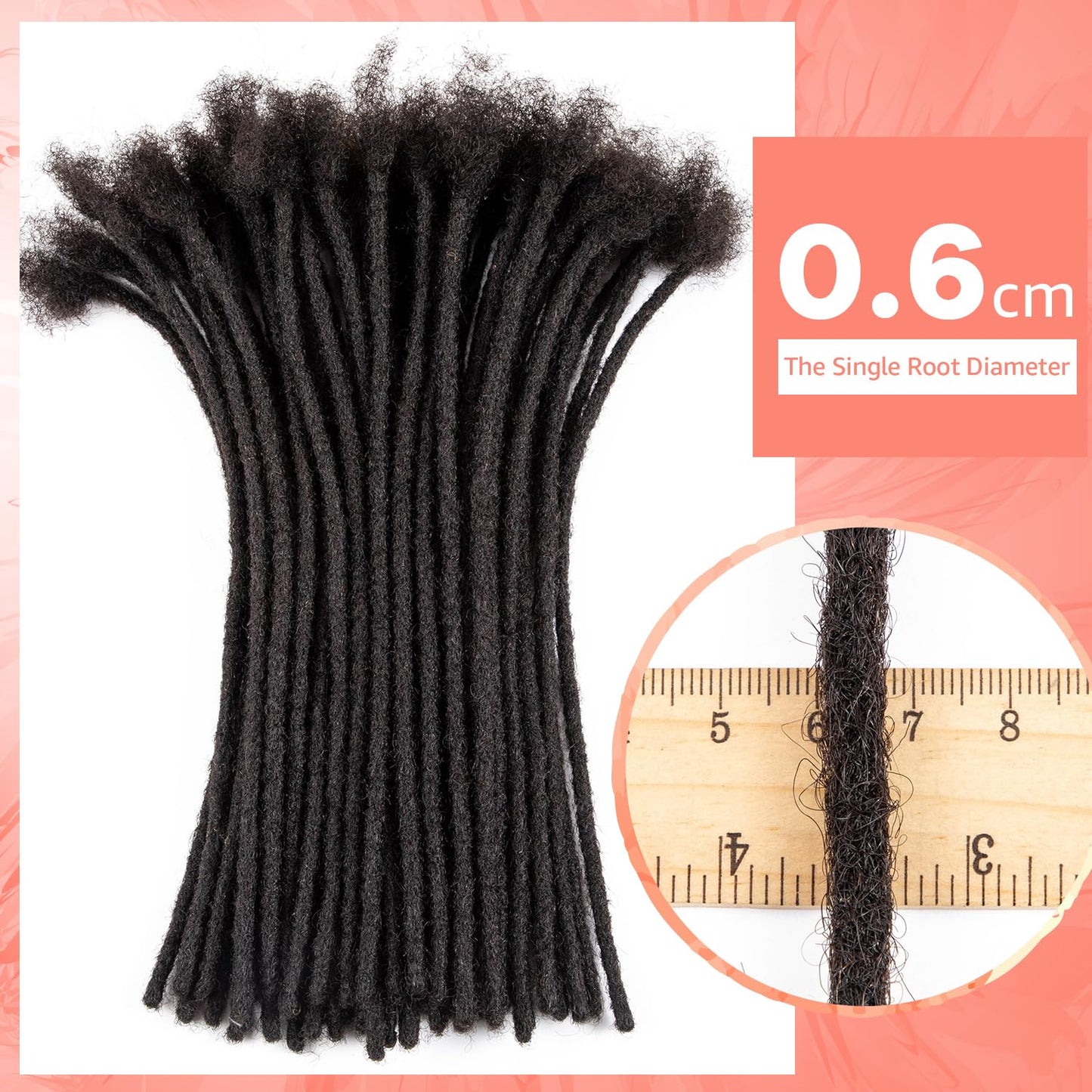 Teresa 0.8cm & 0.6cm & 0.4cm & 0.2cm Width 6-18 Inch 10, 20, 40, 70, 100 strands 100% Human Hair Dreadlock Extensions Men/Women,Full Handmade Permanent Human Loc Extensions Bundles(0.8cm,6 Inch)