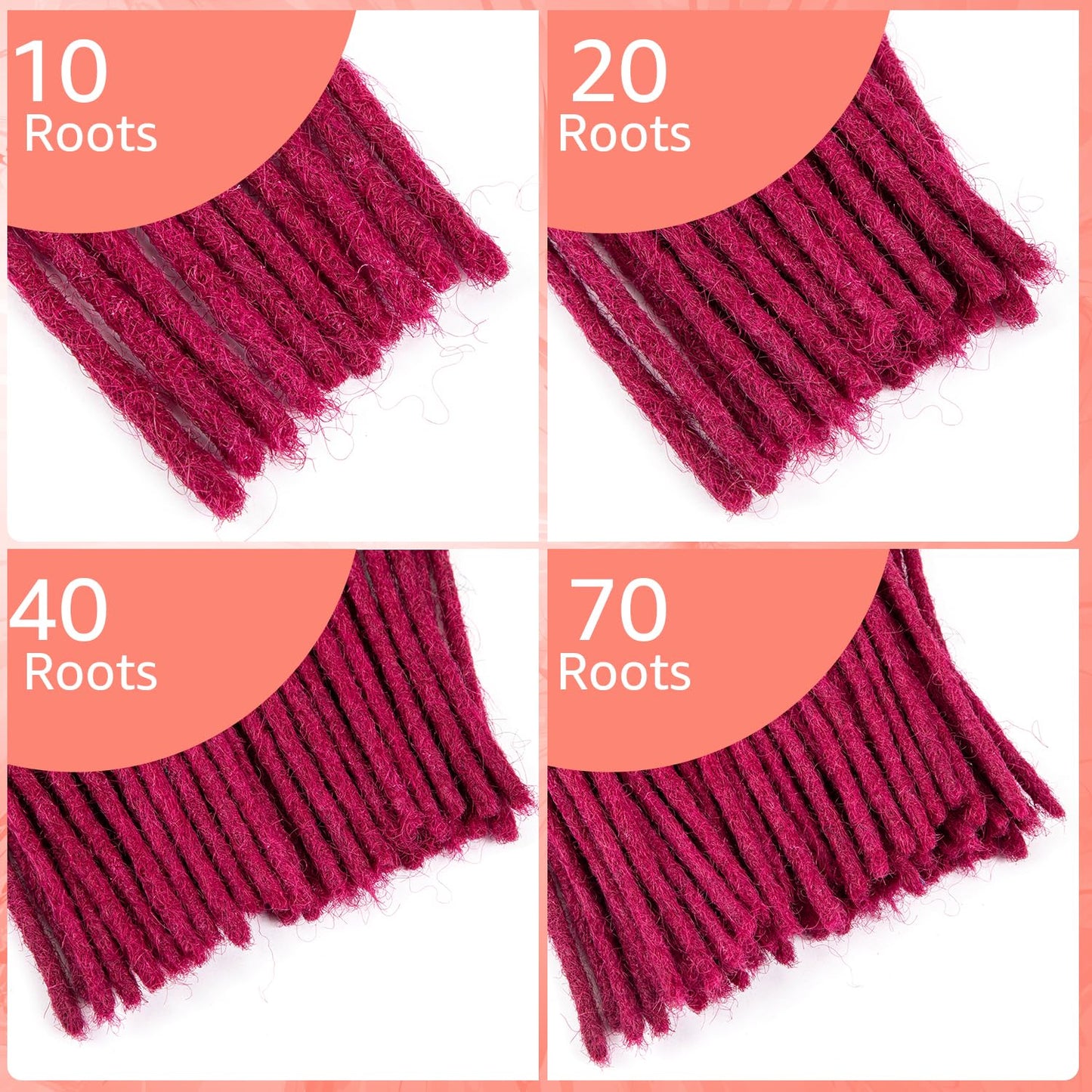 Teresa 0.8cm & 0.6cm & 0.4cm & 0.2cm Width 6-18 Inch 10, 20, 40, 70, 100 strands 100% Human Hair Dreadlock Extensions Men/Women,Full Handmade Permanent Human Loc Extensions Bundles(0.8cm,6 Inch)