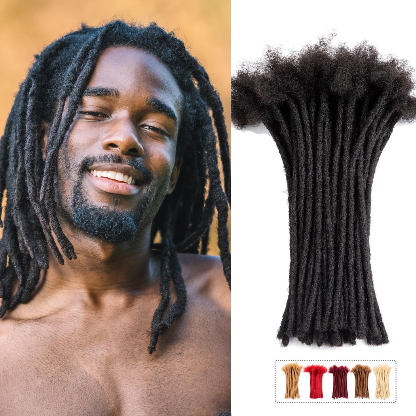 Teresa 0.8cm & 0.6cm & 0.4cm & 0.2cm Width 6-18 Inch 10, 20, 40, 70, 100 strands 100% Human Hair Dreadlock Extensions Men/Women,Full Handmade Permanent Human Loc Extensions Bundles(0.8cm,6 Inch)