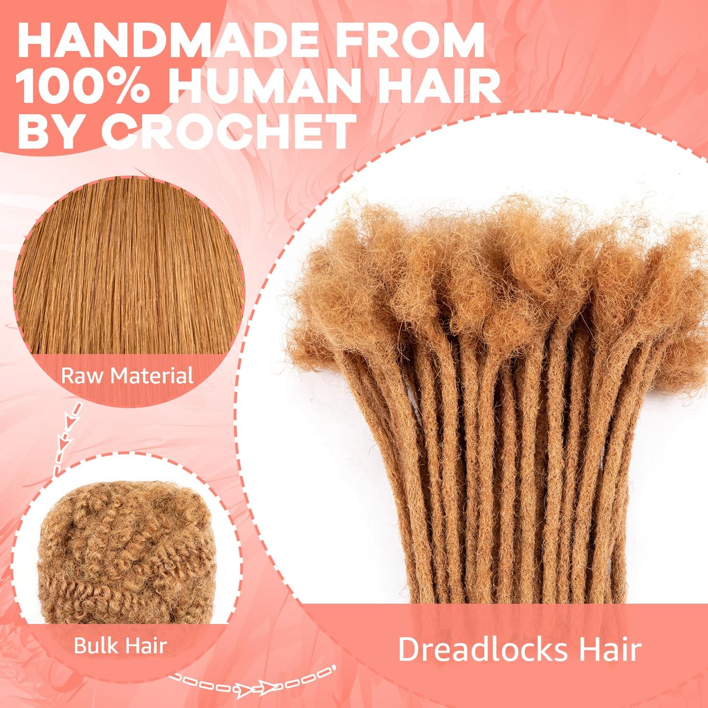Teresa 0.8cm & 0.6cm & 0.4cm & 0.2cm Width 6-18 Inch 10, 20, 40, 70, 100 strands 100% Human Hair Dreadlock Extensions Men/Women,Full Handmade Permanent Human Loc Extensions Bundles(0.8cm,6 Inch)