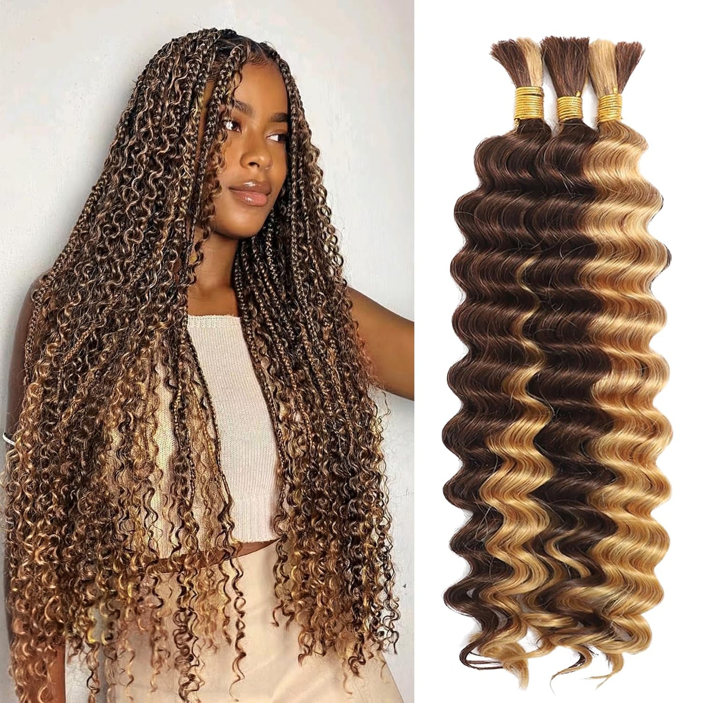 Human Braiding Hair 110g 3 Bundles 18 Inch Deep Wave Bulk Human Hair No Weft Brazilian Virgin Deep Curly Human Hair Extensions Wet and Wavy 99J Burgundy Braiding Hair for Micro Braids