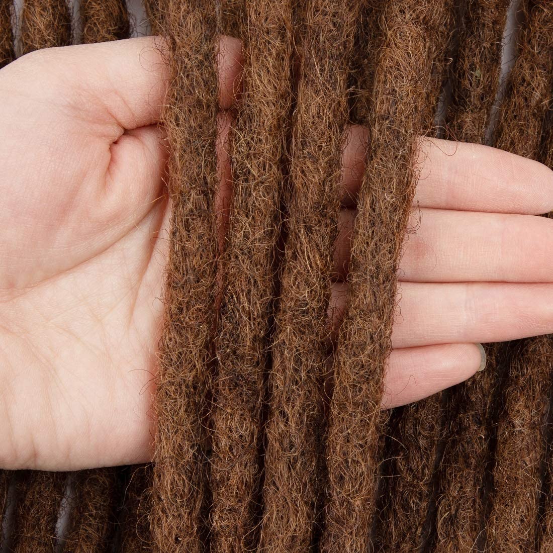 Teresa 0.8cm & 0.6cm & 0.4cm & 0.2cm Width 6-18 Inch 10, 20, 40, 70, 100 strands 100% Human Hair Dreadlock Extensions Men/Women,Full Handmade Permanent Human Loc Extensions Bundles(0.8cm,6 Inch)