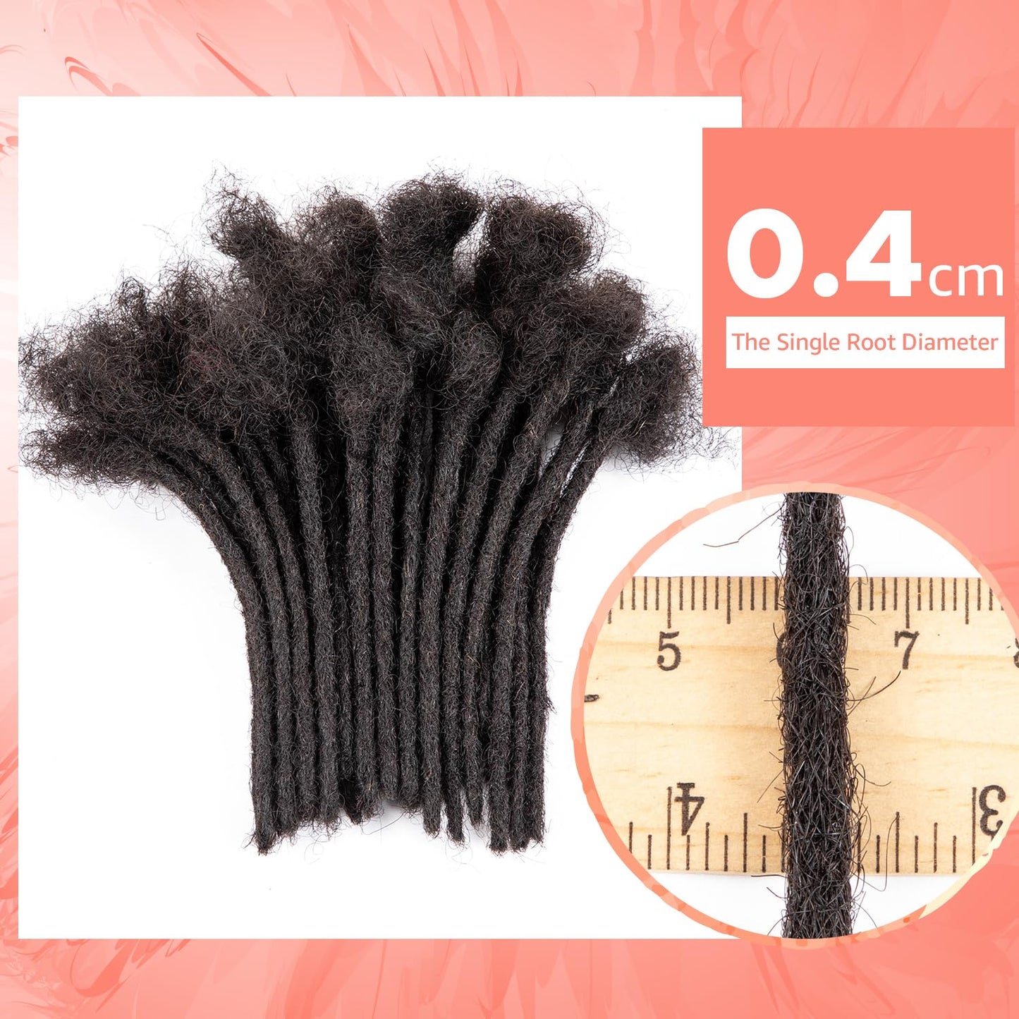 Teresa 0.8cm & 0.6cm & 0.4cm & 0.2cm Width 6-18 Inch 10, 20, 40, 70, 100 strands 100% Human Hair Dreadlock Extensions Men/Women,Full Handmade Permanent Human Loc Extensions Bundles(0.8cm,6 Inch)