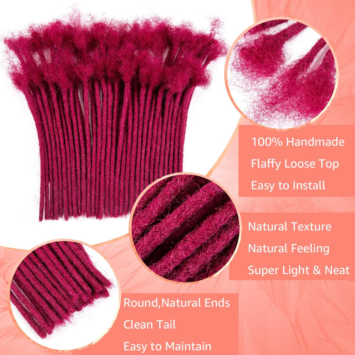 Teresa 0.8cm & 0.6cm & 0.4cm & 0.2cm Width 6-18 Inch 10, 20, 40, 70, 100 strands 100% Human Hair Dreadlock Extensions Men/Women,Full Handmade Permanent Human Loc Extensions Bundles(0.8cm,6 Inch)